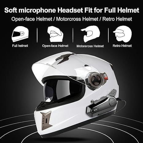 Motorcycle Bluetooth Headset Helmet Intercom with Noise Cancellation Stereo Music IPX6 Waterproof for Half Open Face Helmet โ image 4