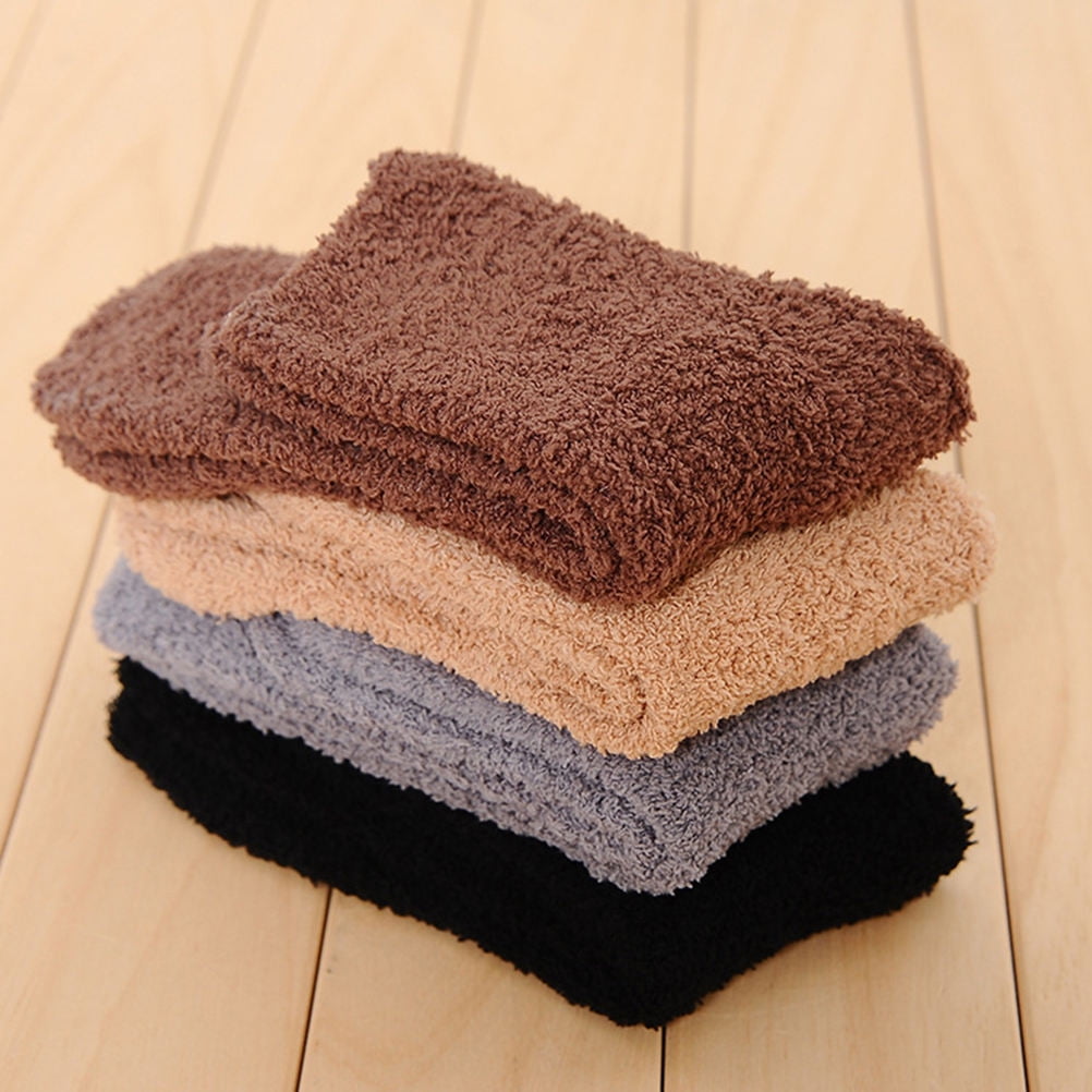 Mens Warm Bed Socks 1 Pair Thick Fuzzy Sleep Socks Grey 9.8 × 2.8 × 0.2in — image 5