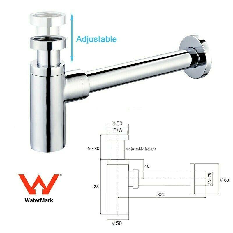 2023 Brushed Nickel p trap ROUND BOTTLE TRAP 32/40 mm WASTE for wall hung basin vanit โ image 2