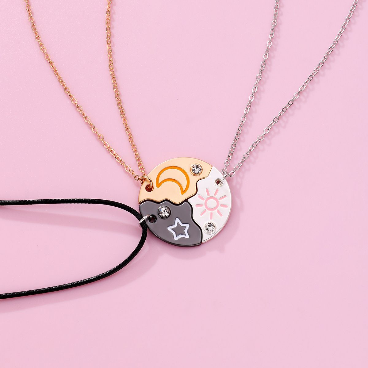 Necklace Heart Necklace for 3 Best Friend Necklaces Sister Friendship Jewelry Each necklace features a sun, moon โ image 2