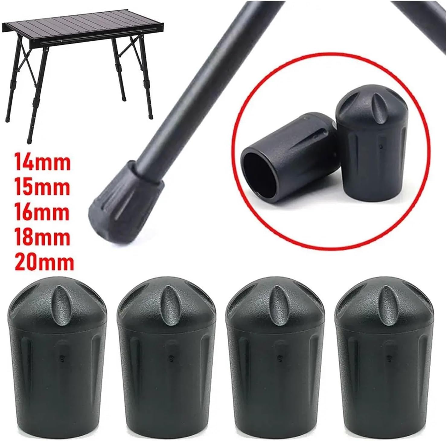 18mm Silicone Chair Leg Caps - 4 Pack Black Floor Protectors Scratch Resistant Furniture Pads — image 5