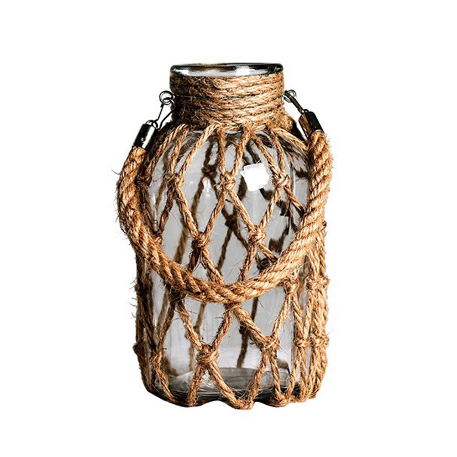 Hand Woven Twine Glass Vase Transparent Flower Arrangement Vase Hydroponic Vintage Vase Decoration