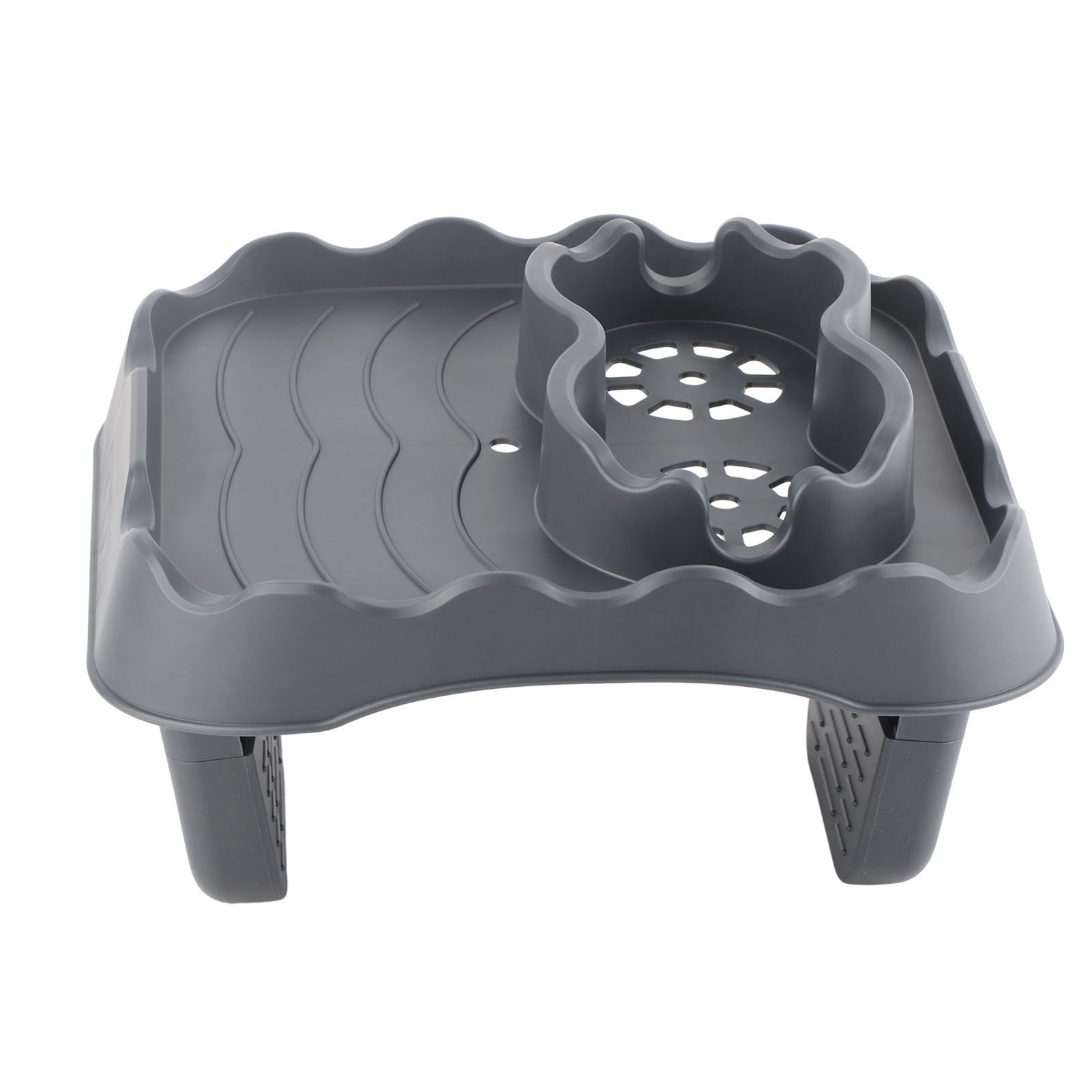 Hot Tub Table Tray with Drain Holes Anti Slip Adjustable Hot Tub Side Table for Swimming Pools SPA Bathtub Grey โ image 3