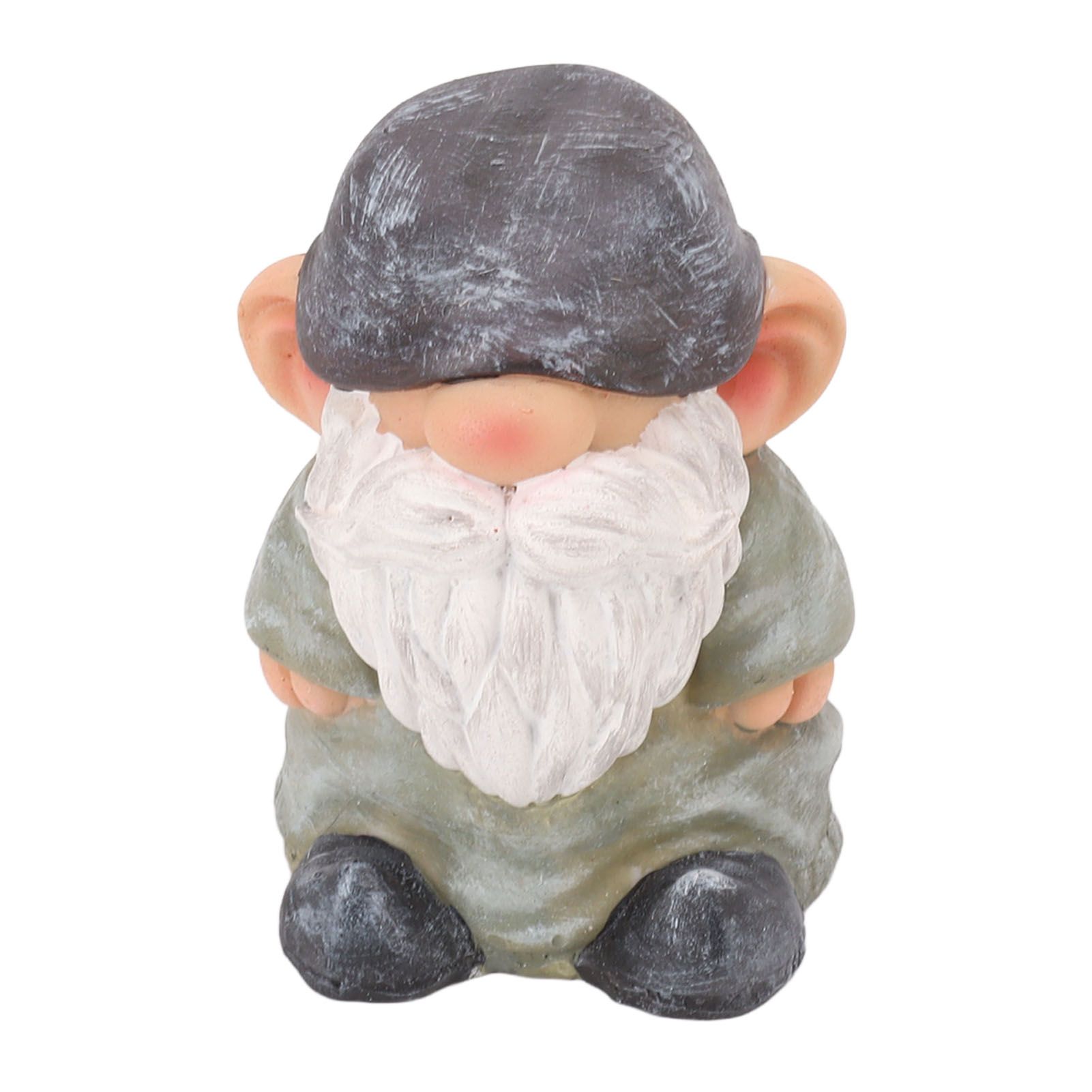 Garden Gnome Resin Structure Stable Bottom Retro Style Gnome Figurine for Patio Porch Decorations Flat Head Green — image 4