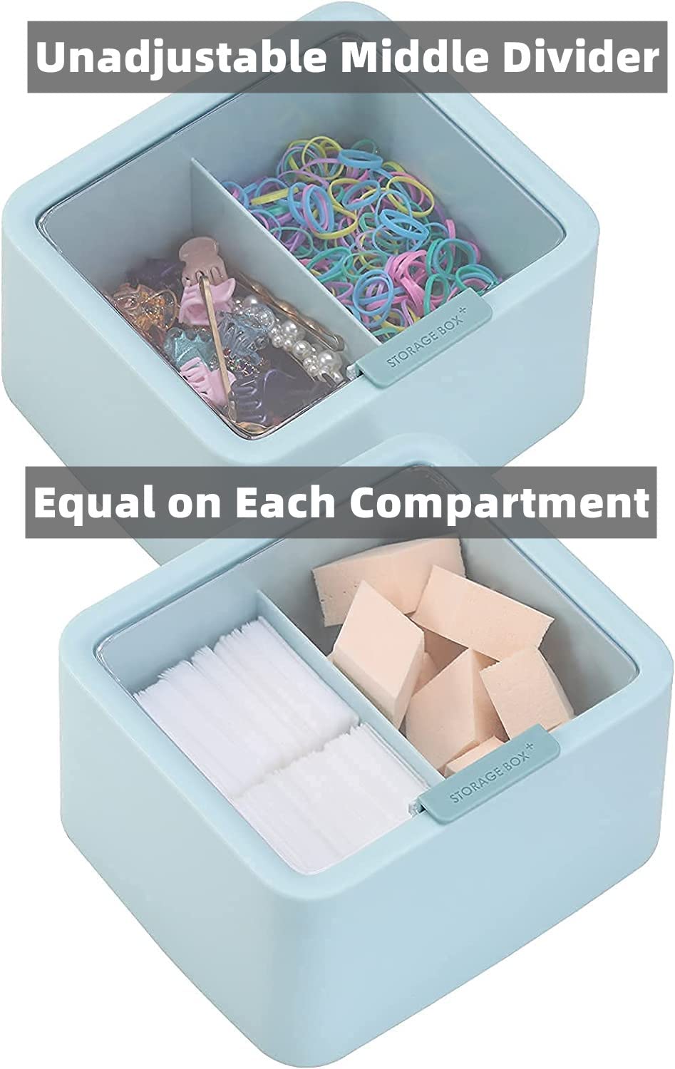2 Pieces Desktop Organiser with Drawers and Compartments for Pens, Cosmetics, Brushes and Everyday Office or Bathroom Storage, Blue and Pink — image 5