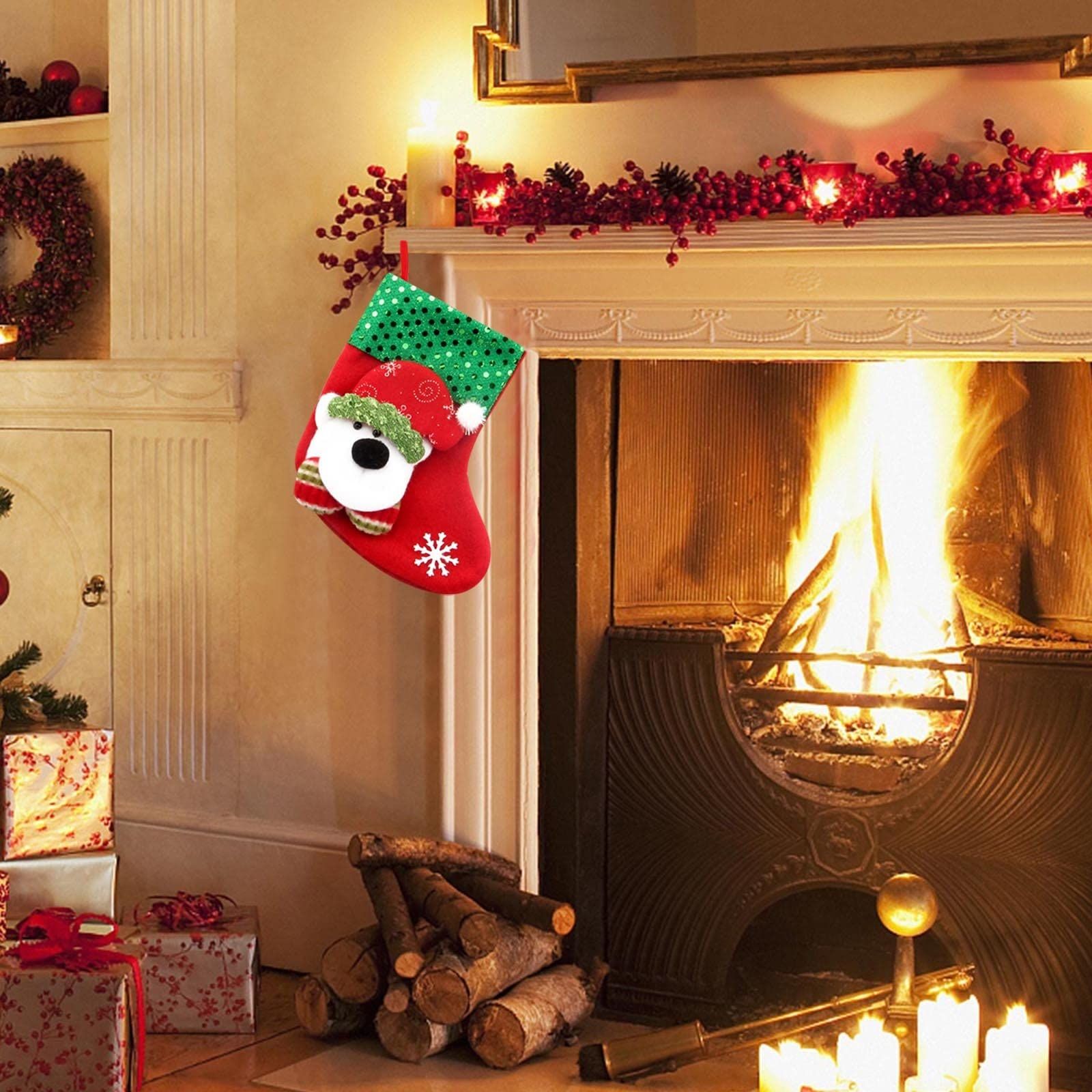 Christmas stockings gift bag 3D Santa Claus snowman reindeer plush socks hanger Christmas socks decoration Christmas β image 3