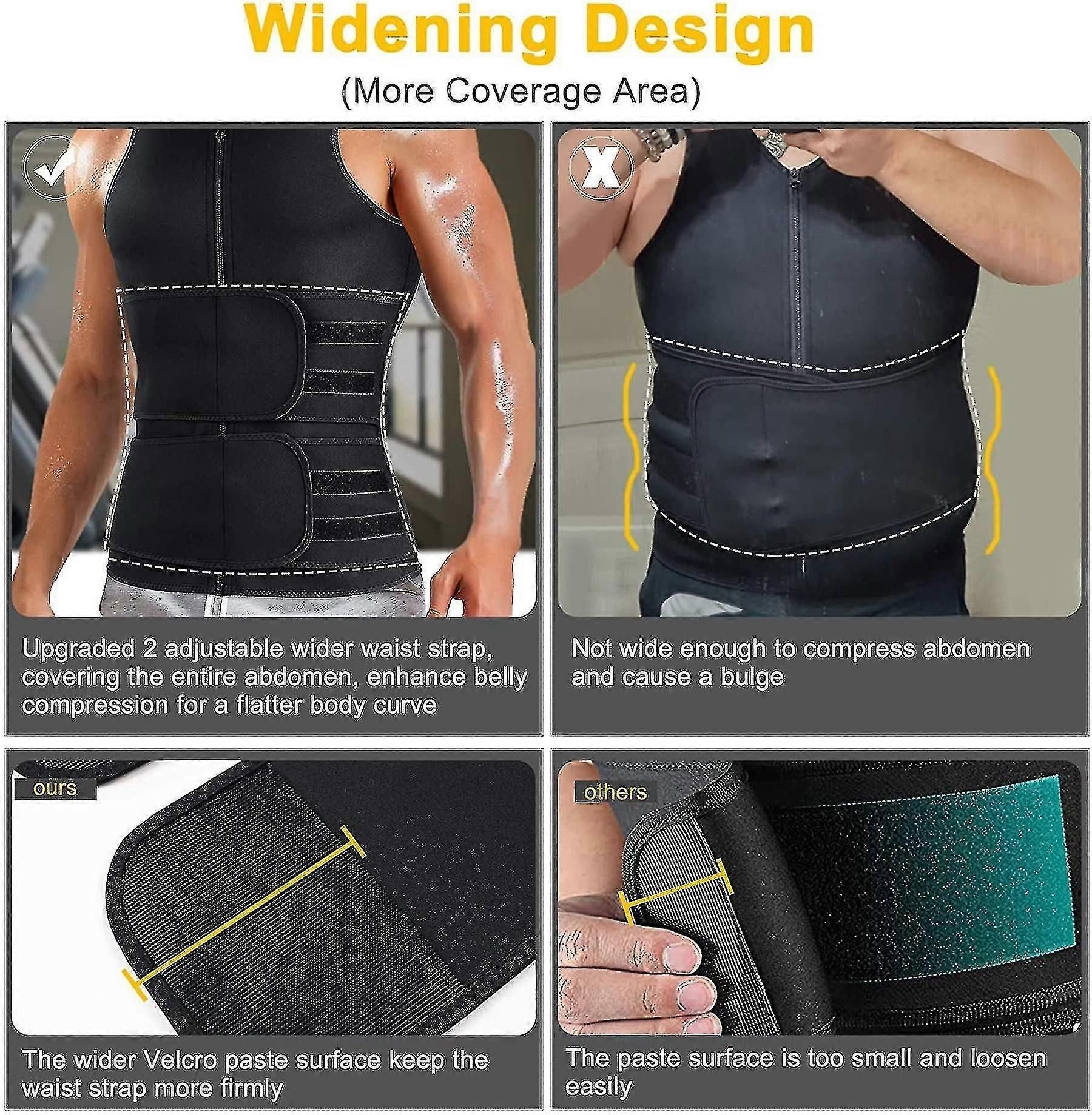 Men Body Shaper Waist Trainer Sauna Vest Double Belt Abdomen Slimming Sweat Vest Fitness Belt - M — image 3