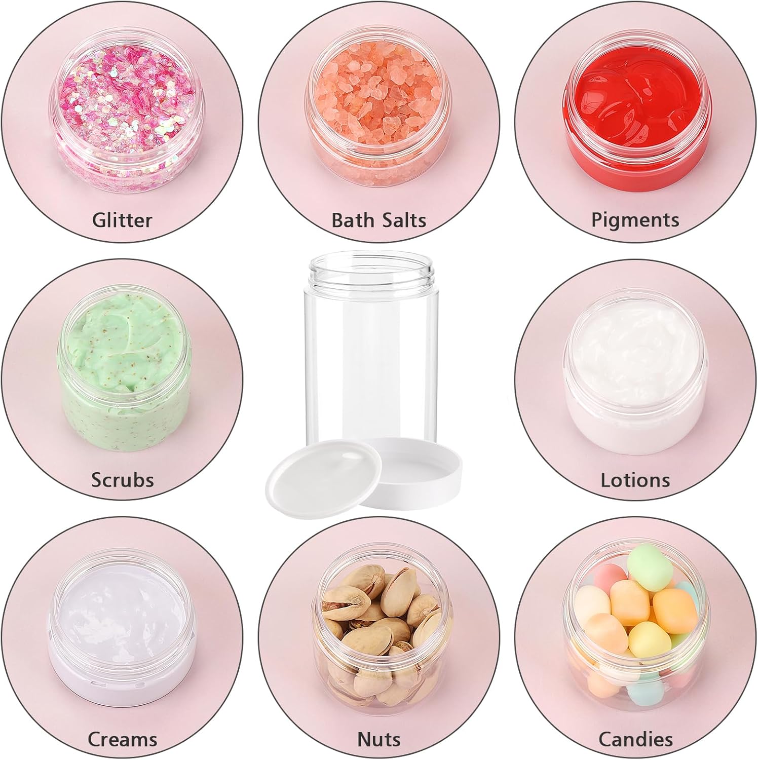 4 Pack Plastic Jars, 4 OZ Round Clear Cosmetic Container Jars with White Lids, Leak Proof Makeup Sample Container, Refillable Travel Cosmetic Storage for DIY — image 5