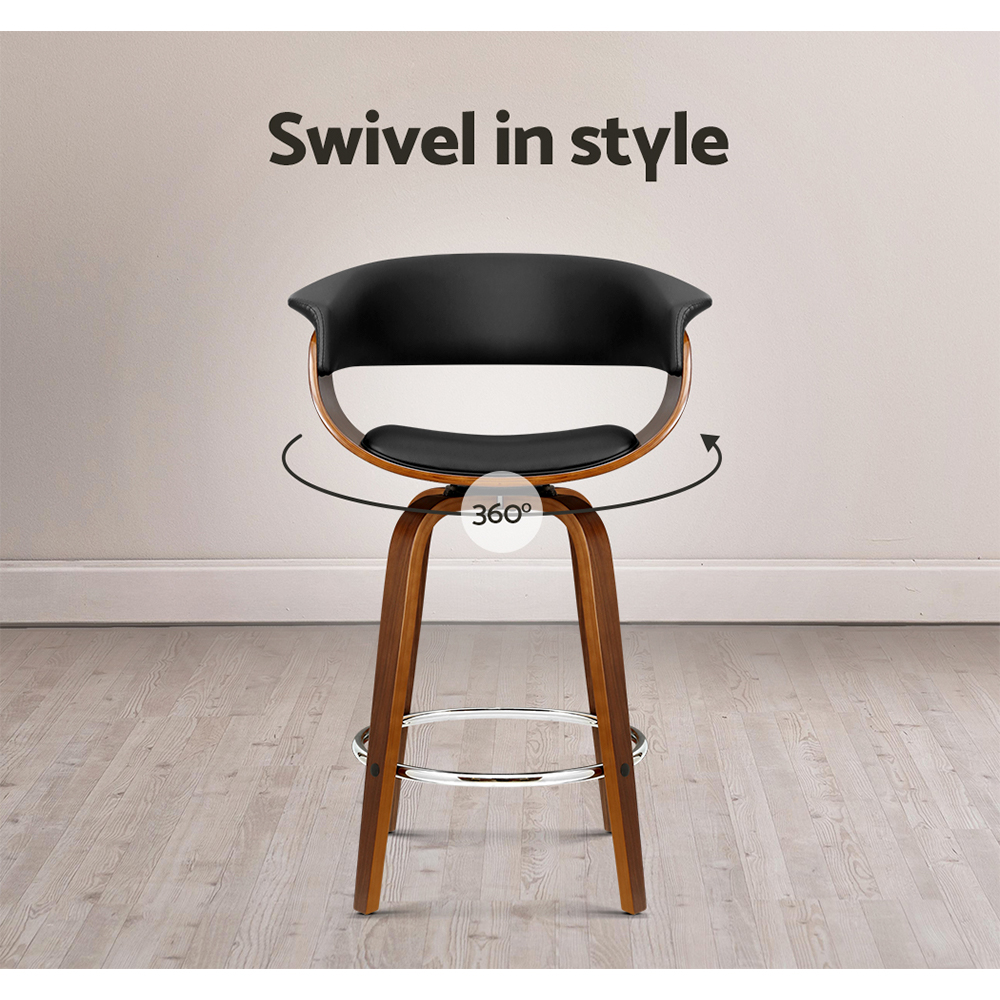Artiss Bar Stools Swivel PU Seat Wooden โ image 6