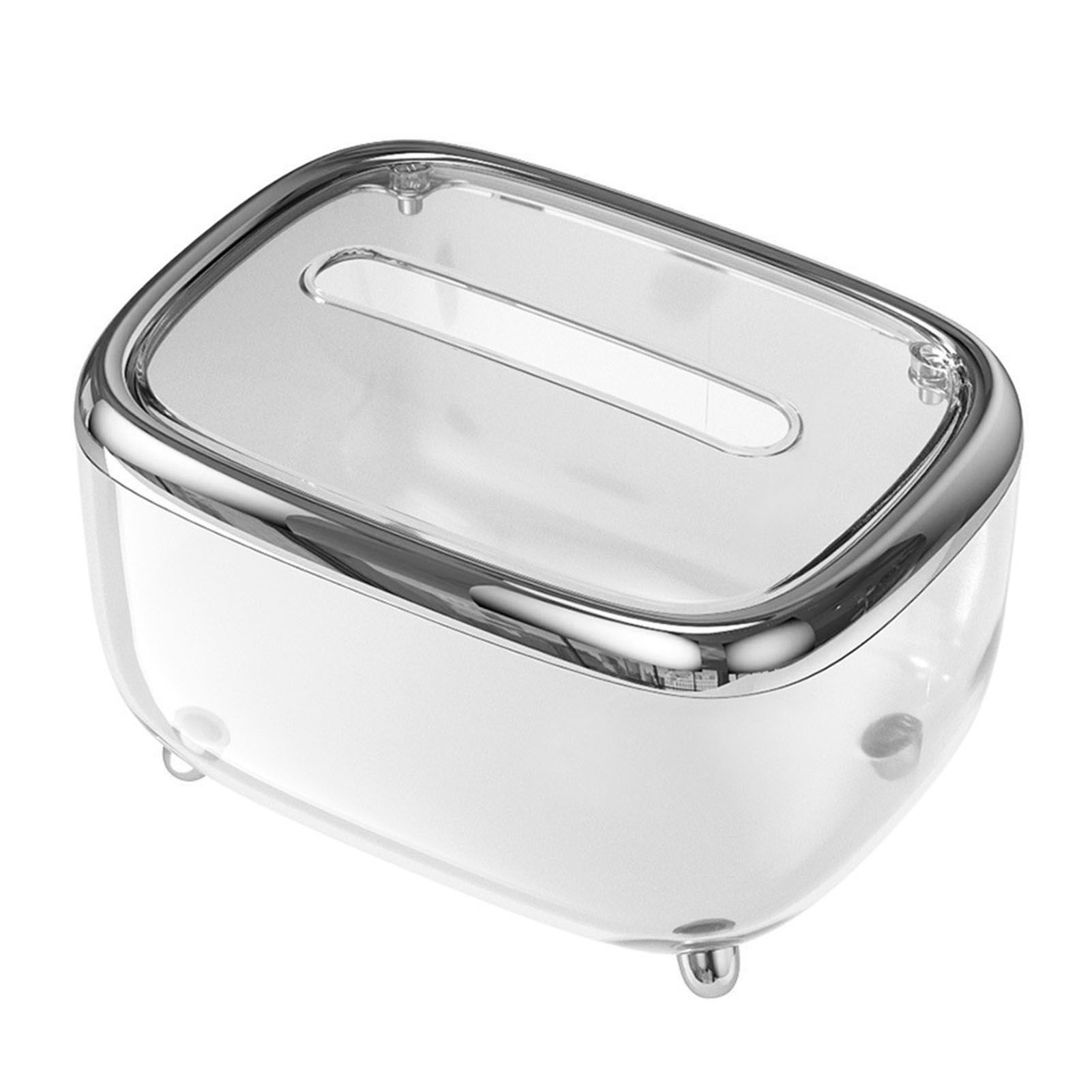 Tissue Box Transparent Napkin Box Simple Creative Storage Box Fixed Lid Paper Organizer Sliver — image 4
