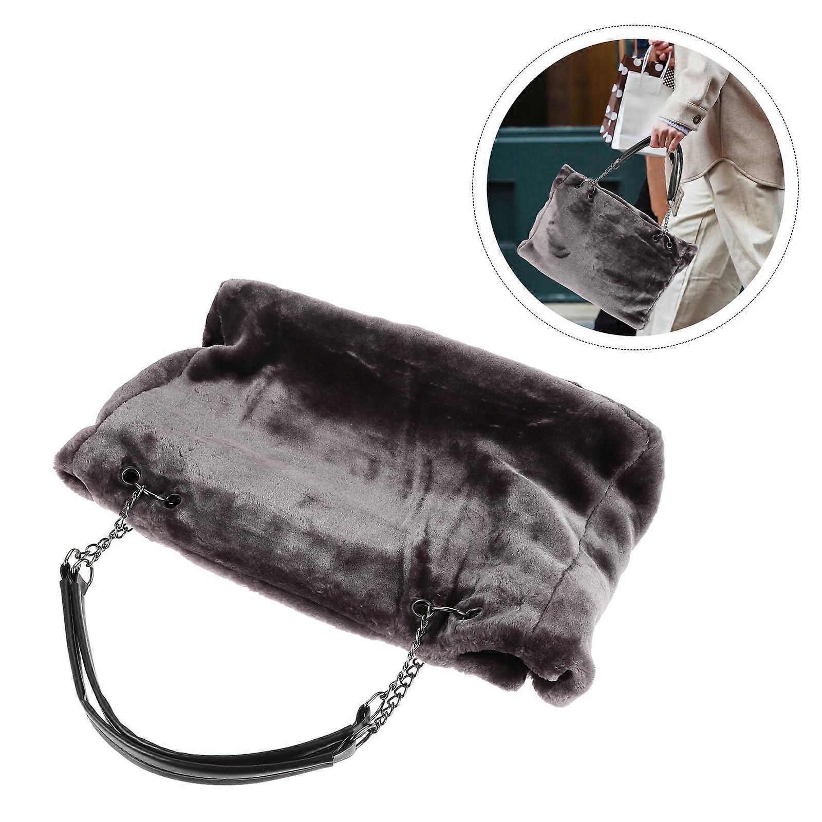 Women's Fuzzy Tote Bag Fluffy Plush Handbag Tote Purses — image 3