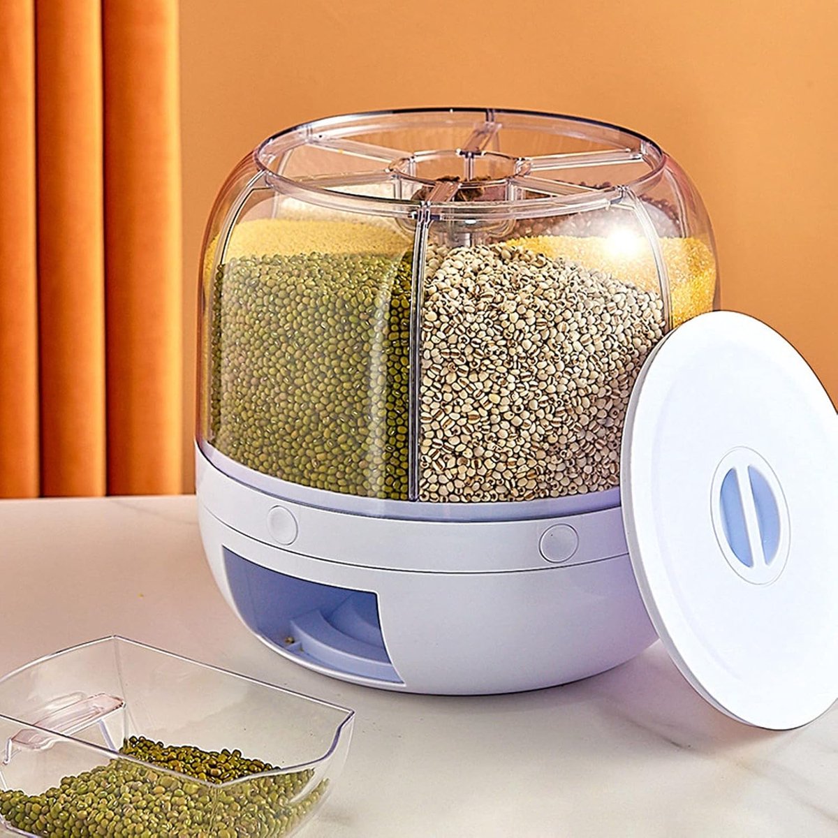 Rotating Storage Container - 5 KG - Storage Container - Food Container - Storage Jar - Food Dispenser - Cornflakes Dispenser - Cereal Dispenser - Rice — image 2