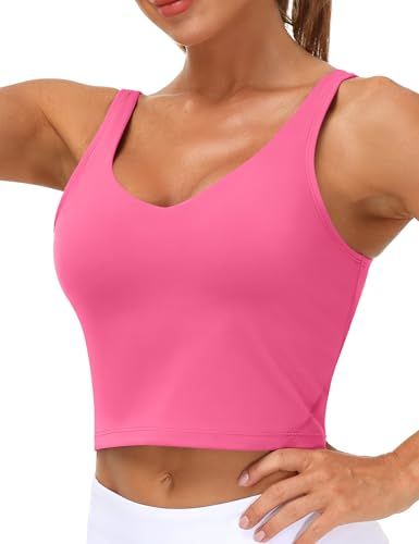 Women's Longline Sports Bra for Yoga, Running, Gym Workouts & Low-Impact Activities, L (Bright Pink) — image 3