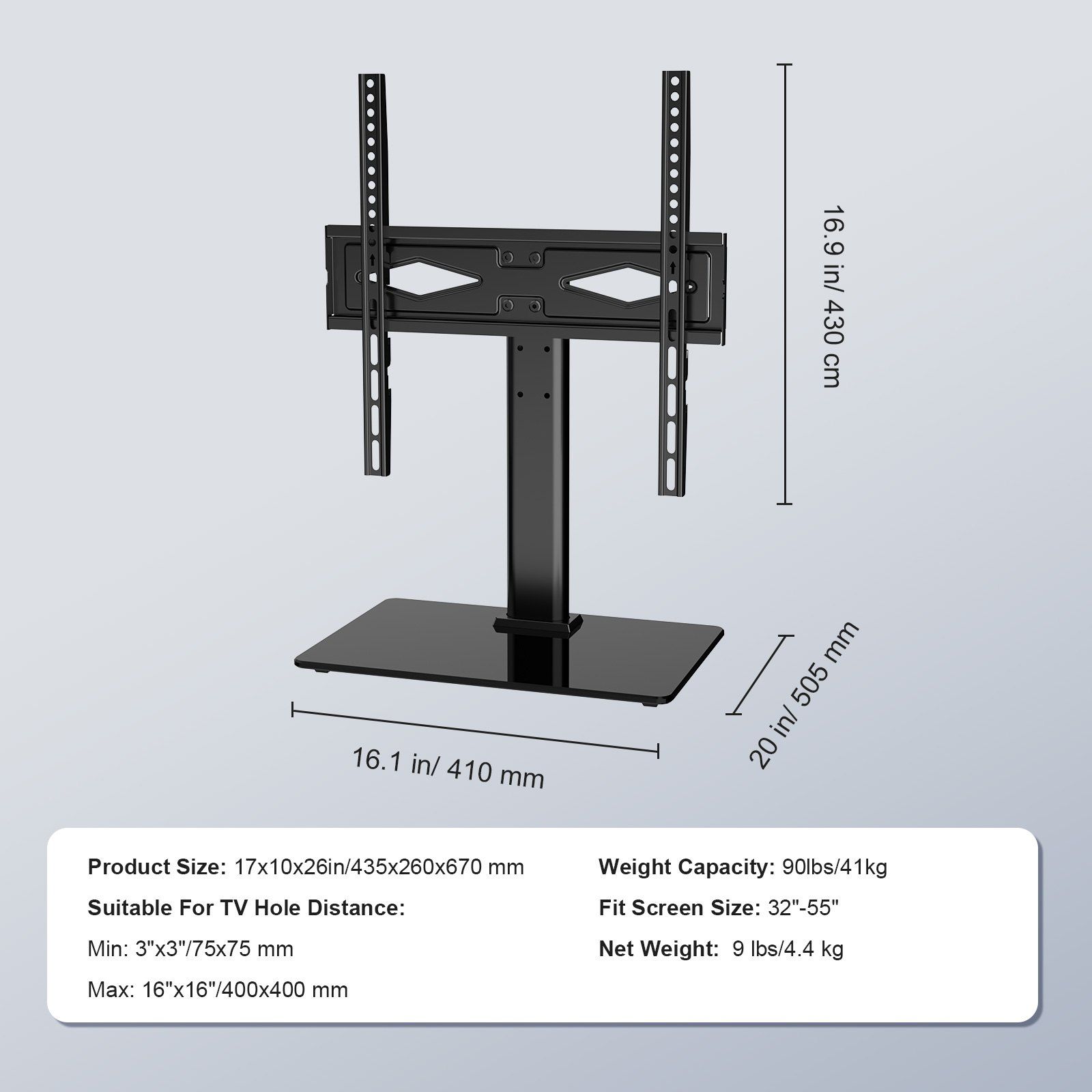 TV Stand Mount, Swivel Universal TV Stand for 32 to 55 inch TVs, Living Room — image 4