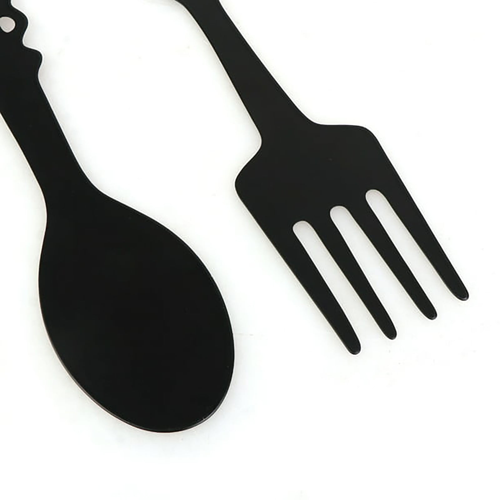 Metal Fork Spoon Wall Decor Hanging Sculpture Farmhouse Wall Decor for Kitchen, Two-Piece Wall Sticker Set Wrought iron wall decoration Black — image 5