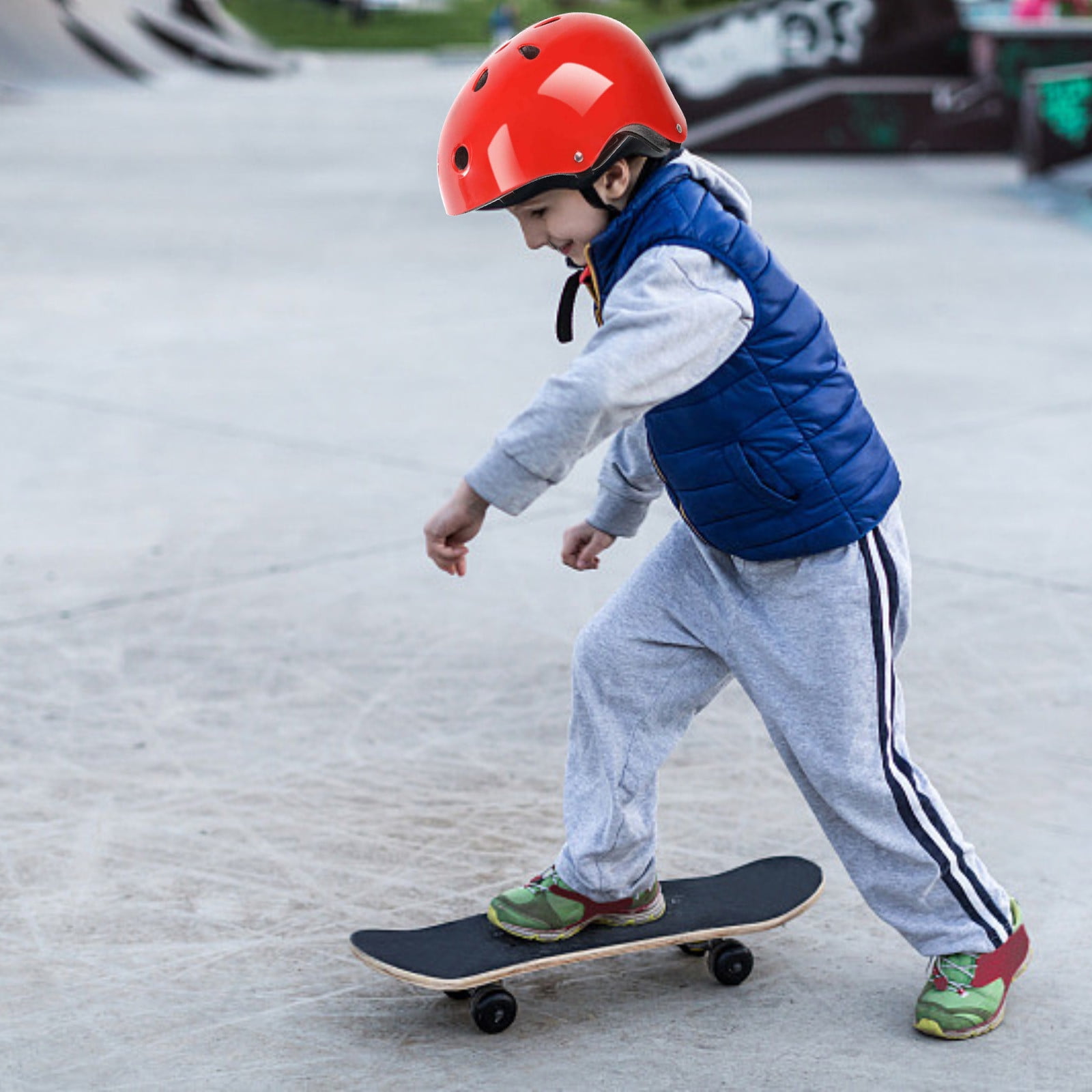 Kids Helmet Knee Elbow Pads Wrist Guard Sport Protective Gear Adjustable Scooter Skateboard Roller Bike Skate Cycling Set for Boy Girl Red — image 4