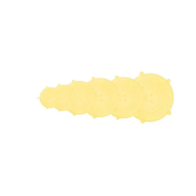6PCS Stretch Reusable Silicone Food Saver Cover Seal Insta Lids Bowl Wraps - Yellow