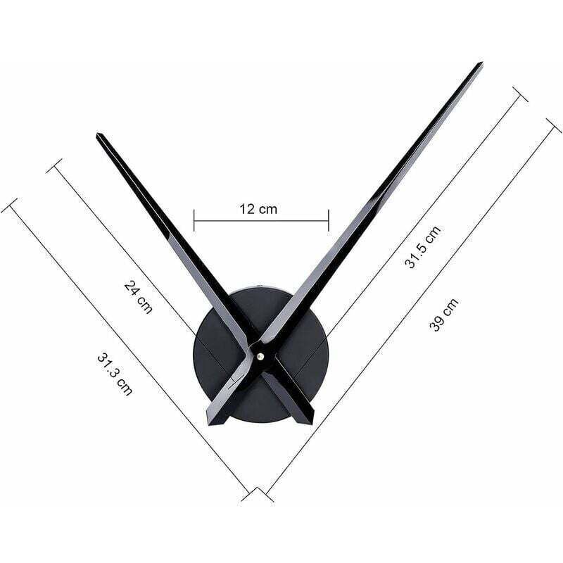 Large Black Wall Clock with Single Hand without Numbers, Clock Mechanism with High Longitudinal Shaft and 31.5 cm Long Hands — image 4