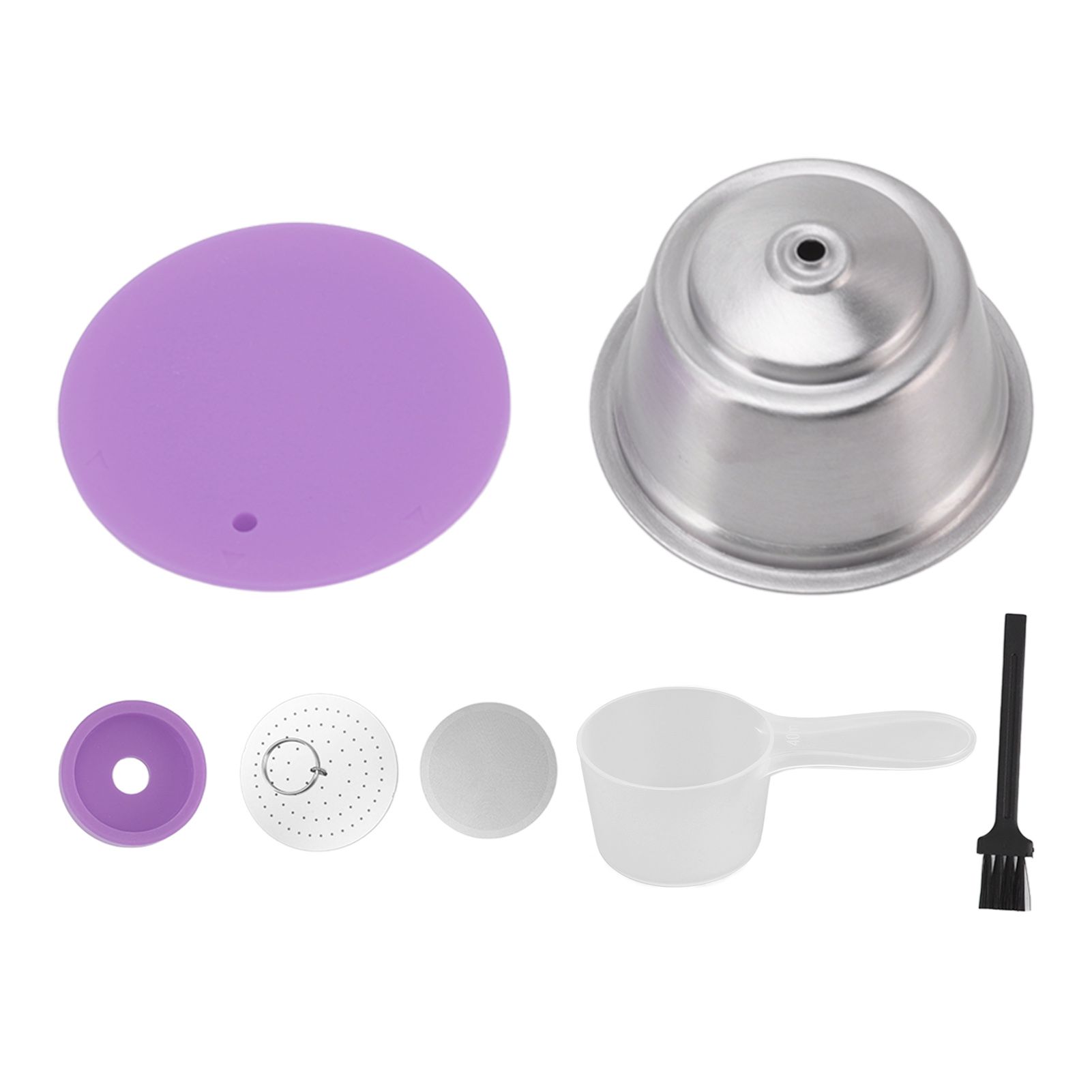 Stainless Steel Refill Coffee Capsules Reusable Coffee Filter Cup Set with Powder Cover for Dolce Gusto Purple โ image 4