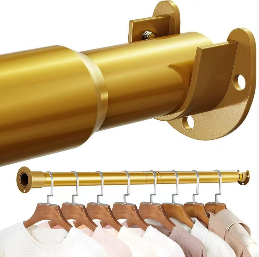 17-69" Closet Rods for Hanging Clothes, Stepless Adjustable Metal Closet Rod, 1.3 Inches Heavy Duty Clothes Hanging Rod for Closet Wardrobes Laundry