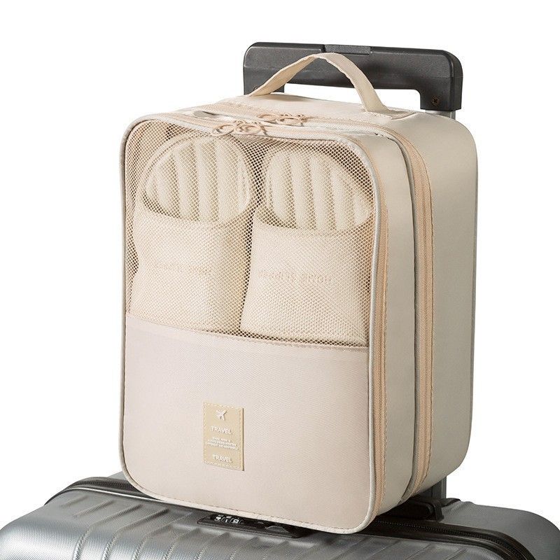 Shoe Storage Bag Layered Oxford Cube Travel Dustproof [shoe storage bag] off-white