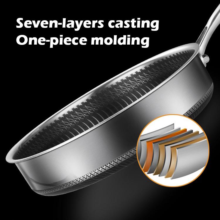 304 Stainless Steel Frying Pan Non-Stick Cooking Frypan Cookware 28cm Honeycomb Double Sided without lid โ image 4
