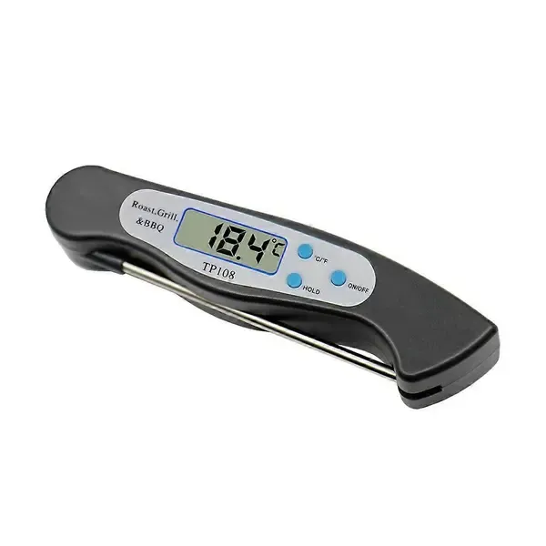 Digital Meat Thermometer With Foldable Probe LCD Display for Cooking Grilling Baking Milk Bath Water Black — image 5