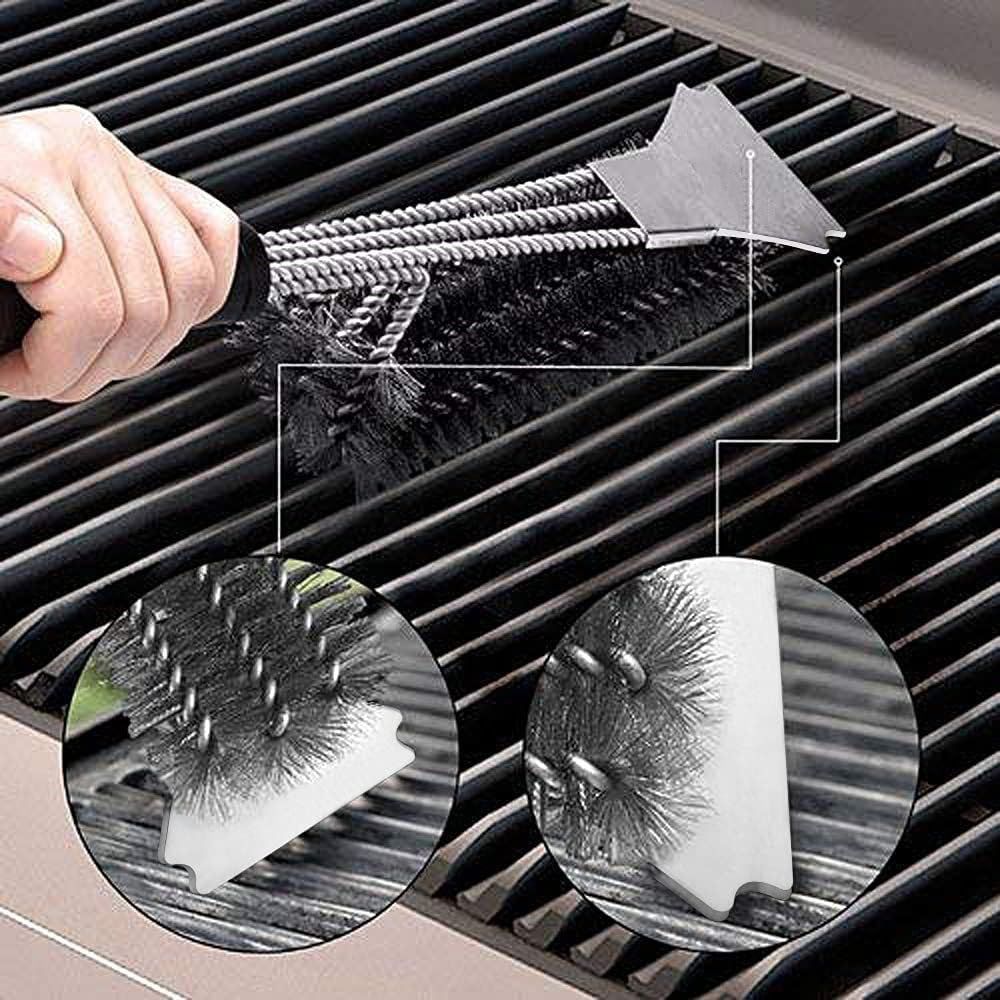 Grill Brushes Barbecue Scrapper Accessories Cleaning Brush Tools Outdoor Cleaner Stainless Steel Bristles Wire Kitchen Clean,Black — image 4