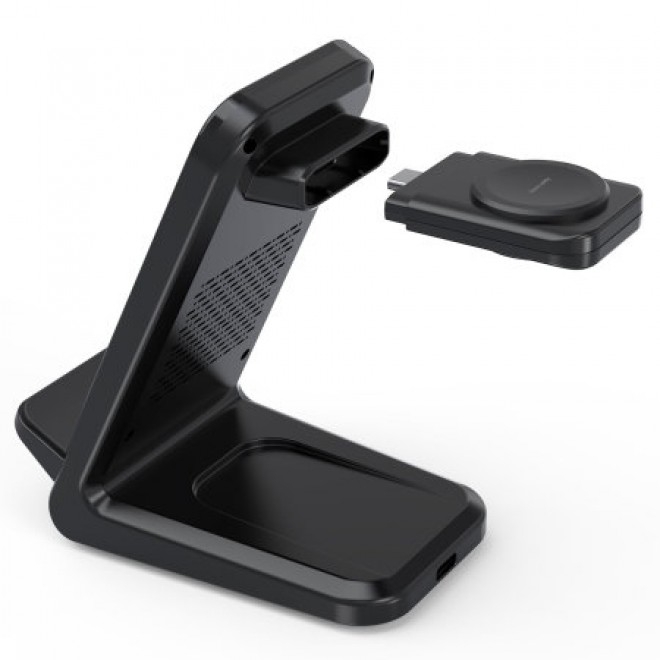 CHOETECH T608-F-BK 15W 4-in-1 Wireless Charger Stand for iWatch and Samsung Watch (Black) — image 2