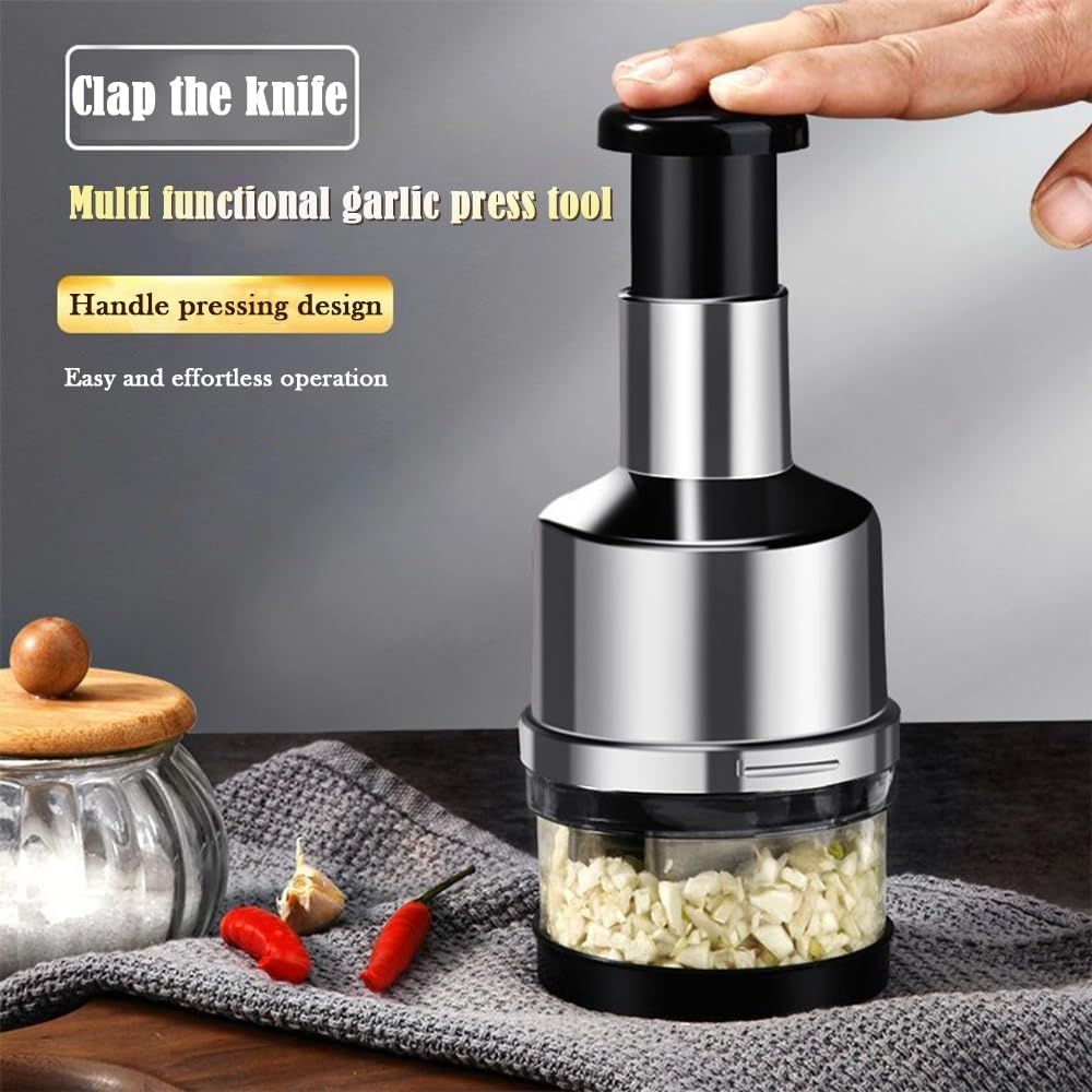 Stainless Steel Garlic Press Easy Clean Disassemble Push-Type Garlic Press Cut Garlic Carrots Meat Multifunctional Tool 2PCS โ image 5