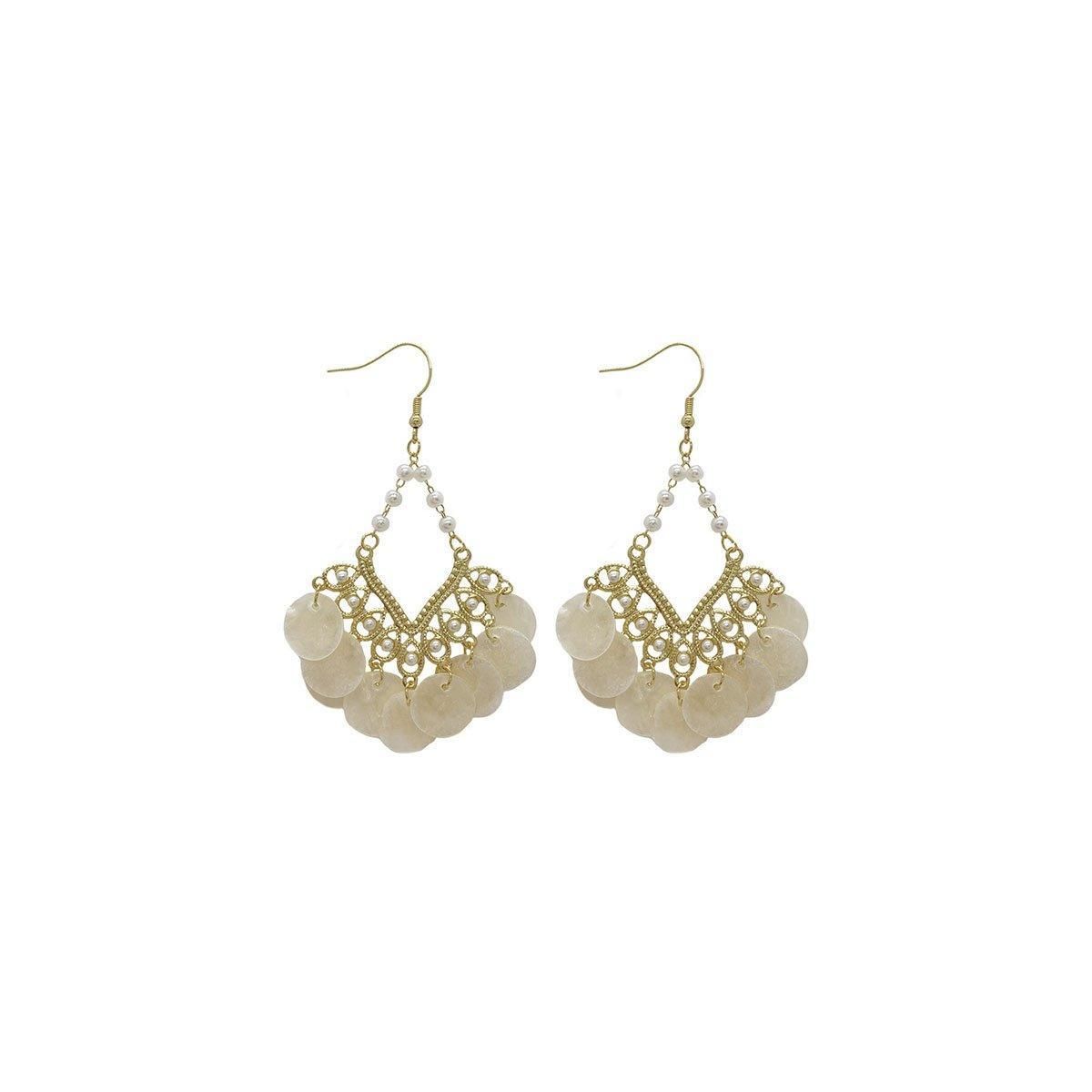 Shell Tassel Earrings Court Style Geometric Scalloped Design Fashion Jewelry โ image 2