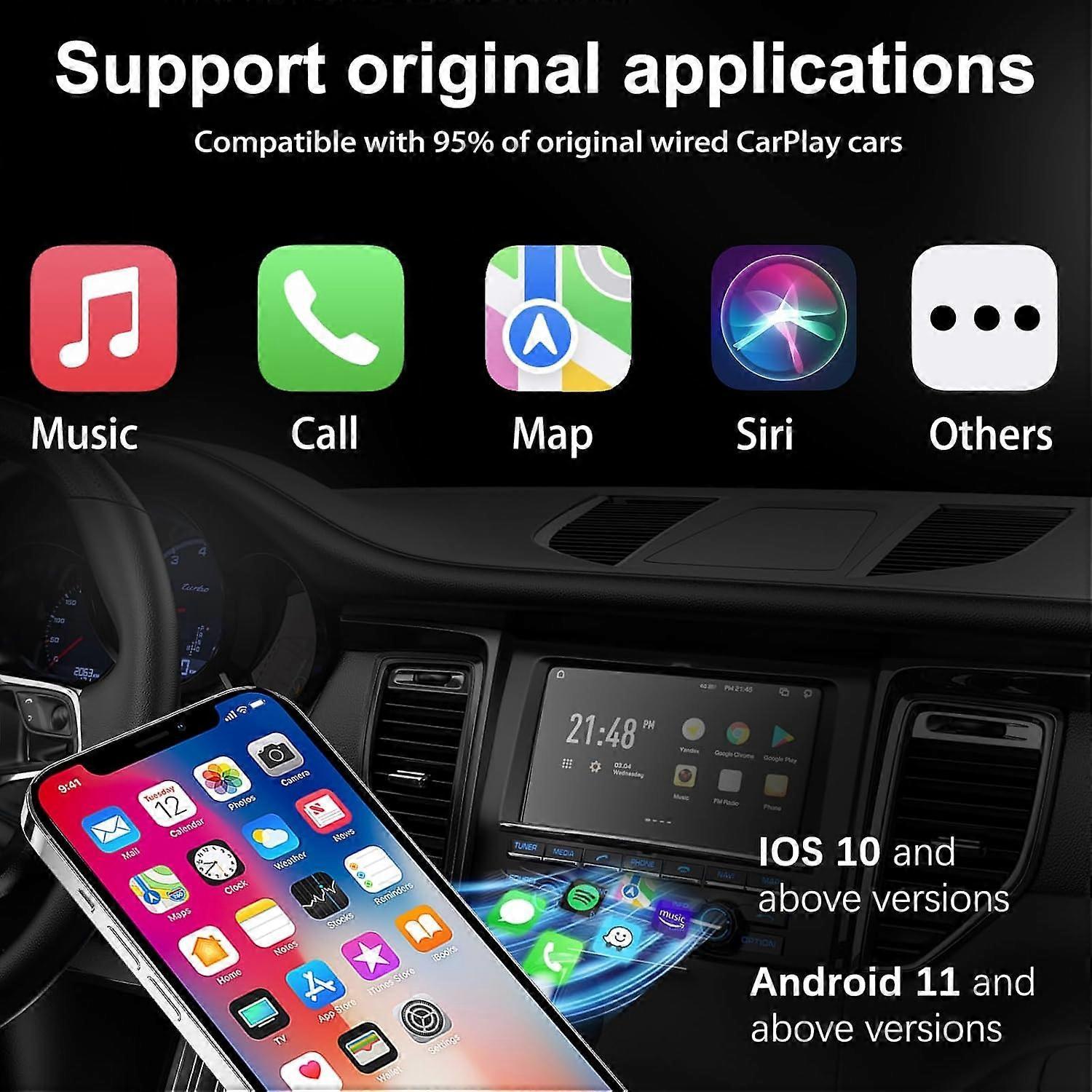 2-in-1 Wireless CarPlay Adapter for CarPlay & Android Auto, Plug & Play Dongle — image 4