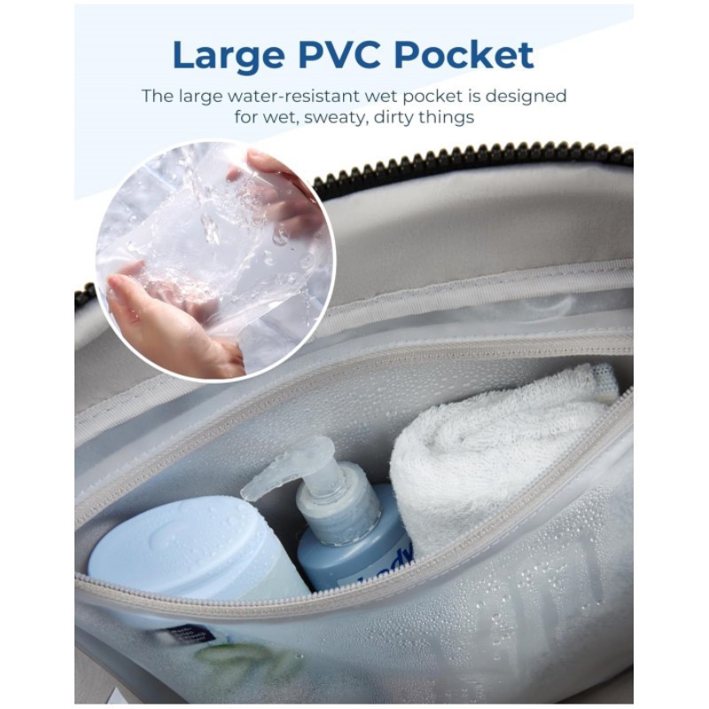 Beige Versatile Carry-On Travel Duffel Bag - Airline Personal Item Size with Waterproof Wet Pocket & Trolley Sleeve โ image 4