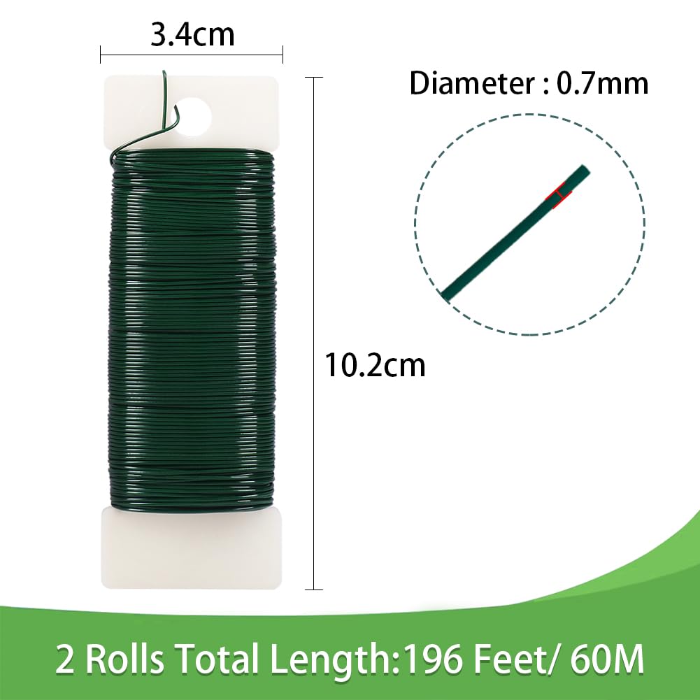 Green Floral Wire, 3 Pack Christmas Wreath Wire, 295 Feet 22 Gauge Florist Ties for Flower Arrangements, Christmas Ornaments, Wreath Making, Gardening, Crafts — image 3