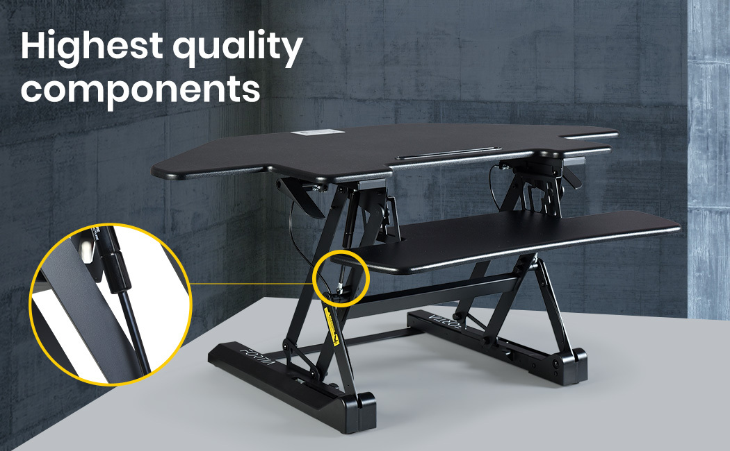 Fortia Corner Desk Riser 110cm Wide Adjustable Sit to Stand for Dual Monitor, Keyboard, Laptop, Black โ image 4