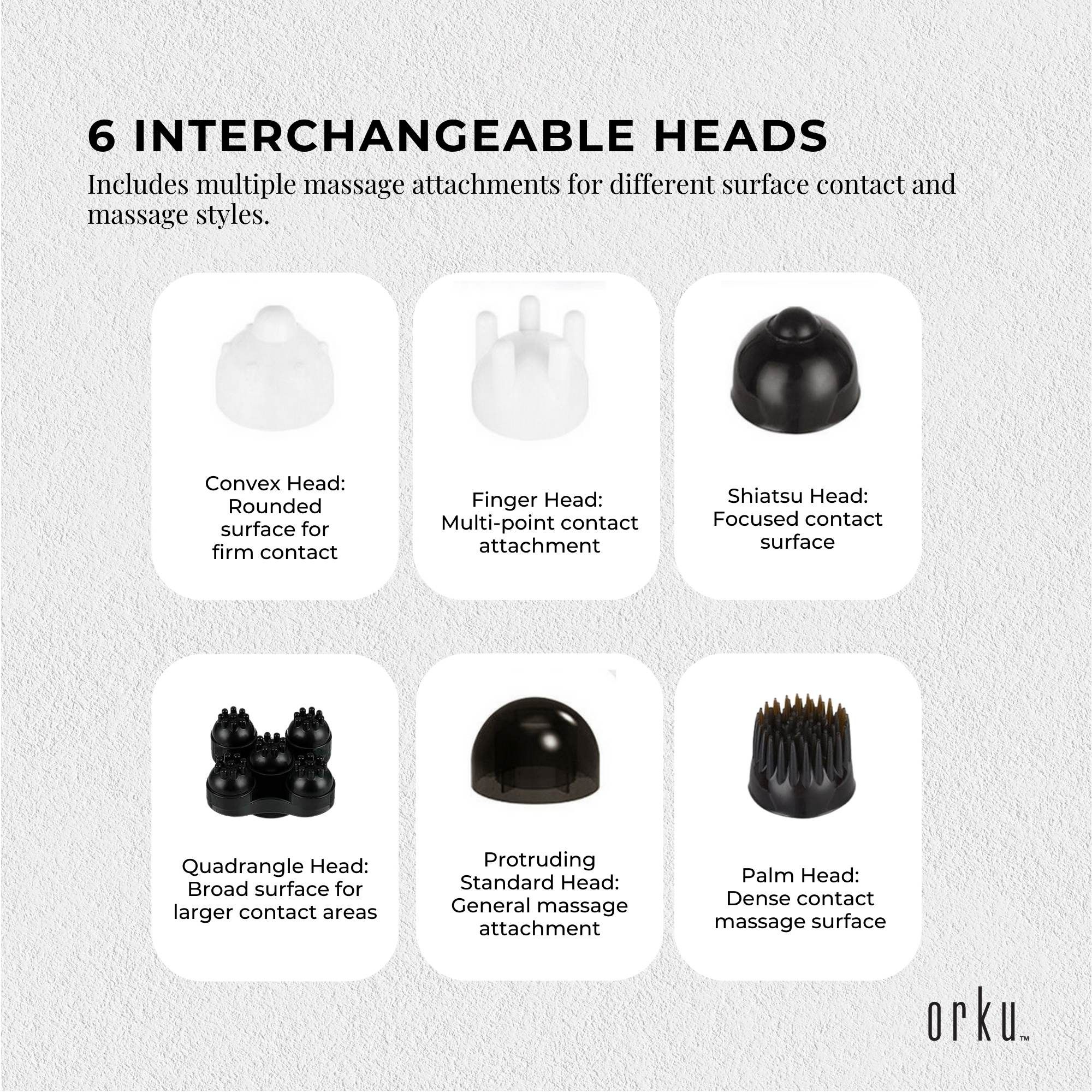 Orku Handheld Body Massager 6 Heads Adjustable Speed Neck Back Legs Red — image 4