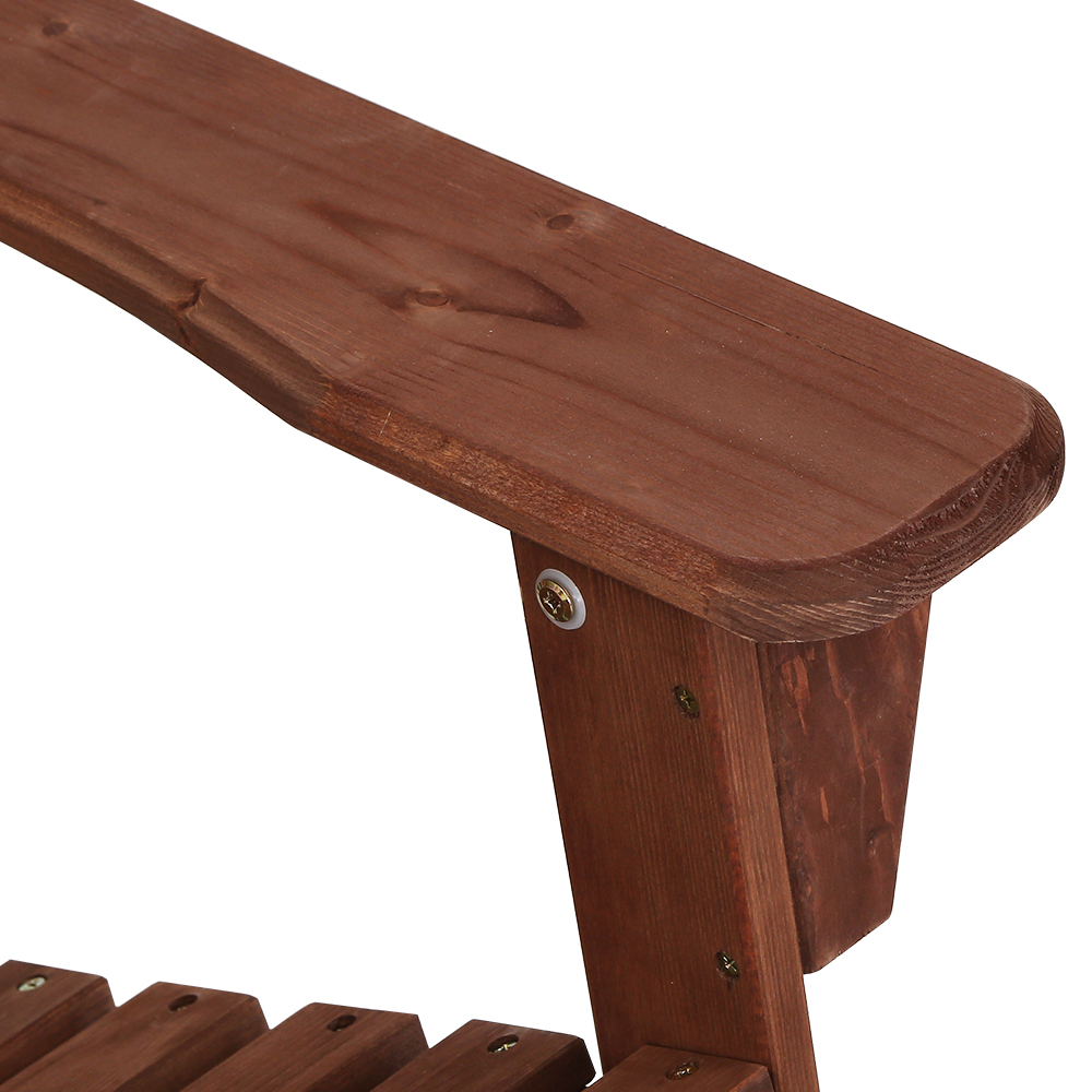 Gardeon 3PC Adirondack Outdoor Table and Chairs Wooden Beach Chair Brown โ image 6