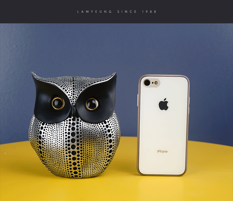 Black gold resin owl statue - modern perforated design for living room TV cabinet and entryway decoration โ image 5