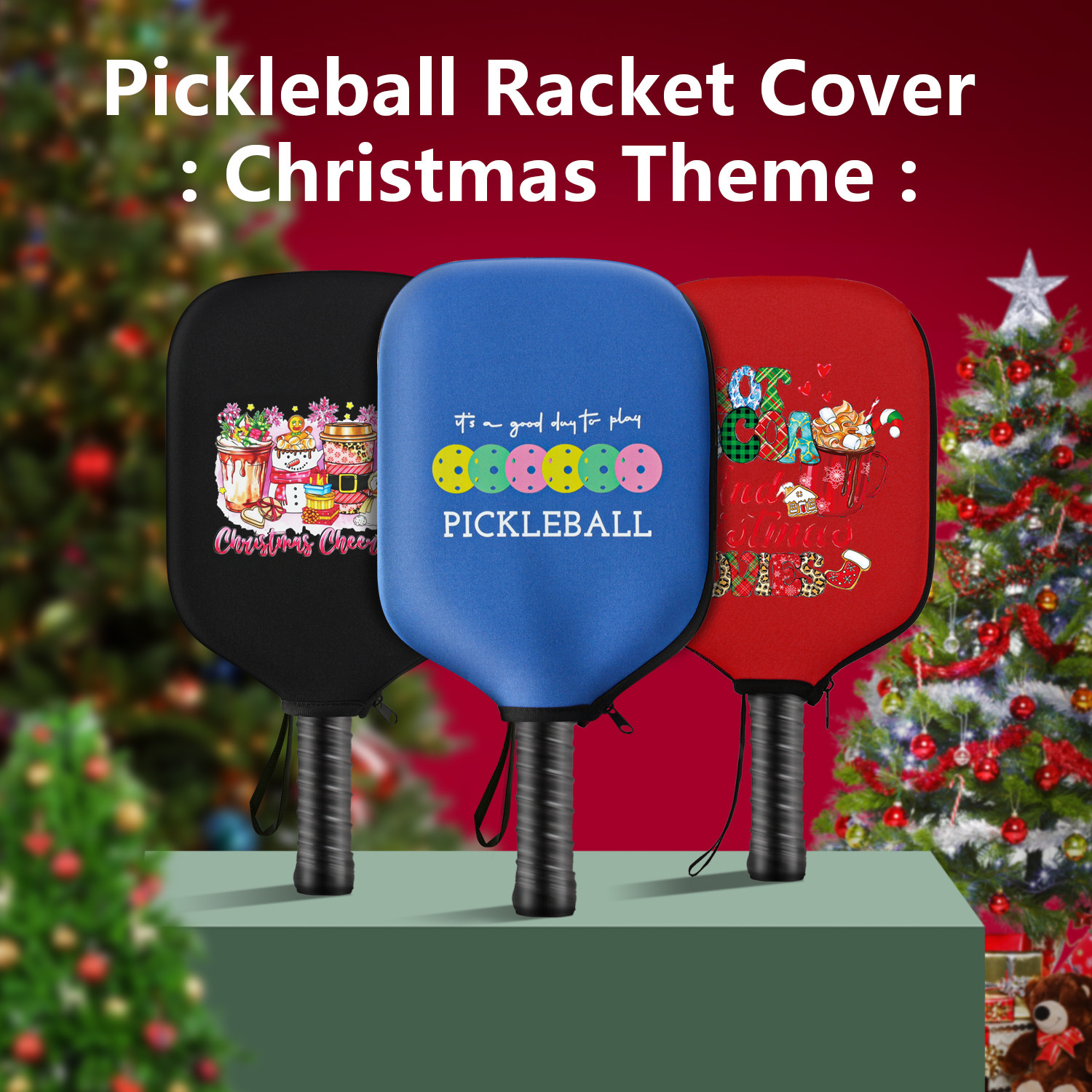 Black Neoprene Pickleball Paddle Cover Protective Case with Fun Graphic Design Durable Beach Tennis Racket Sleeve Bag for Table Tennis Paddles Shockproof โ image 4