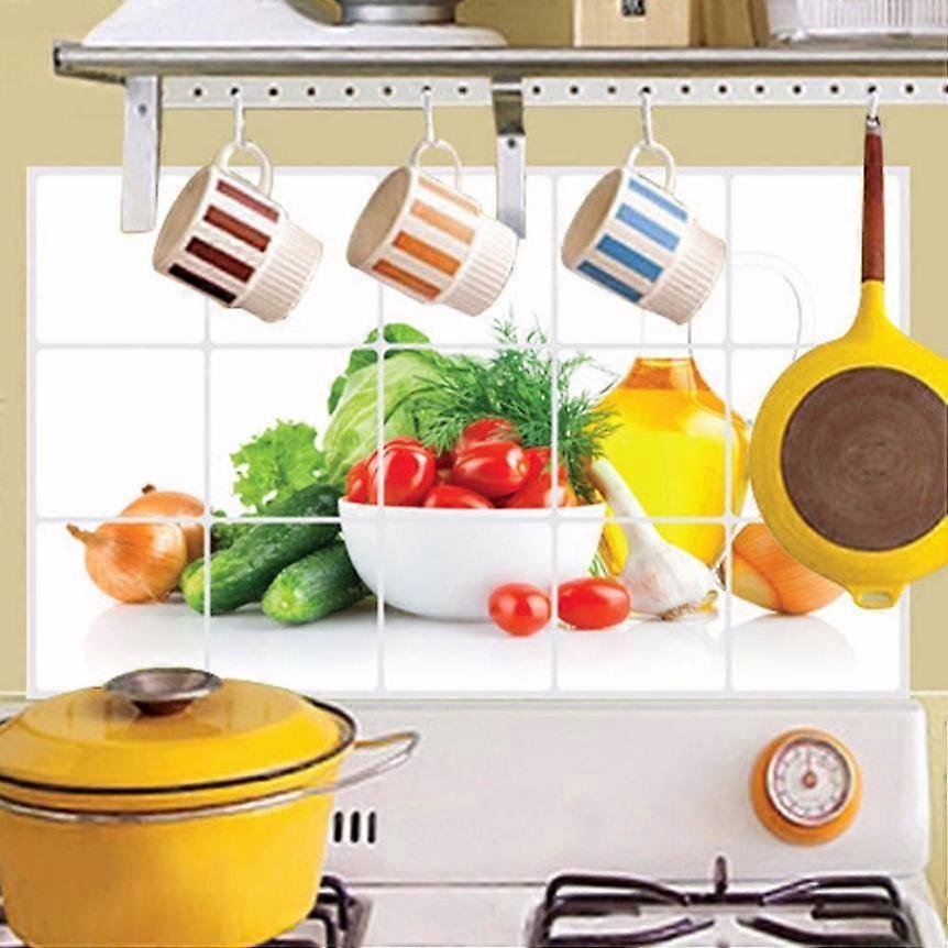 1PCS 75*45cm Kitchen Oilproof Removable Wall Stickers Aluminum foil Art Decor Home Decal Fruit oil stickers wall stickers — image 4