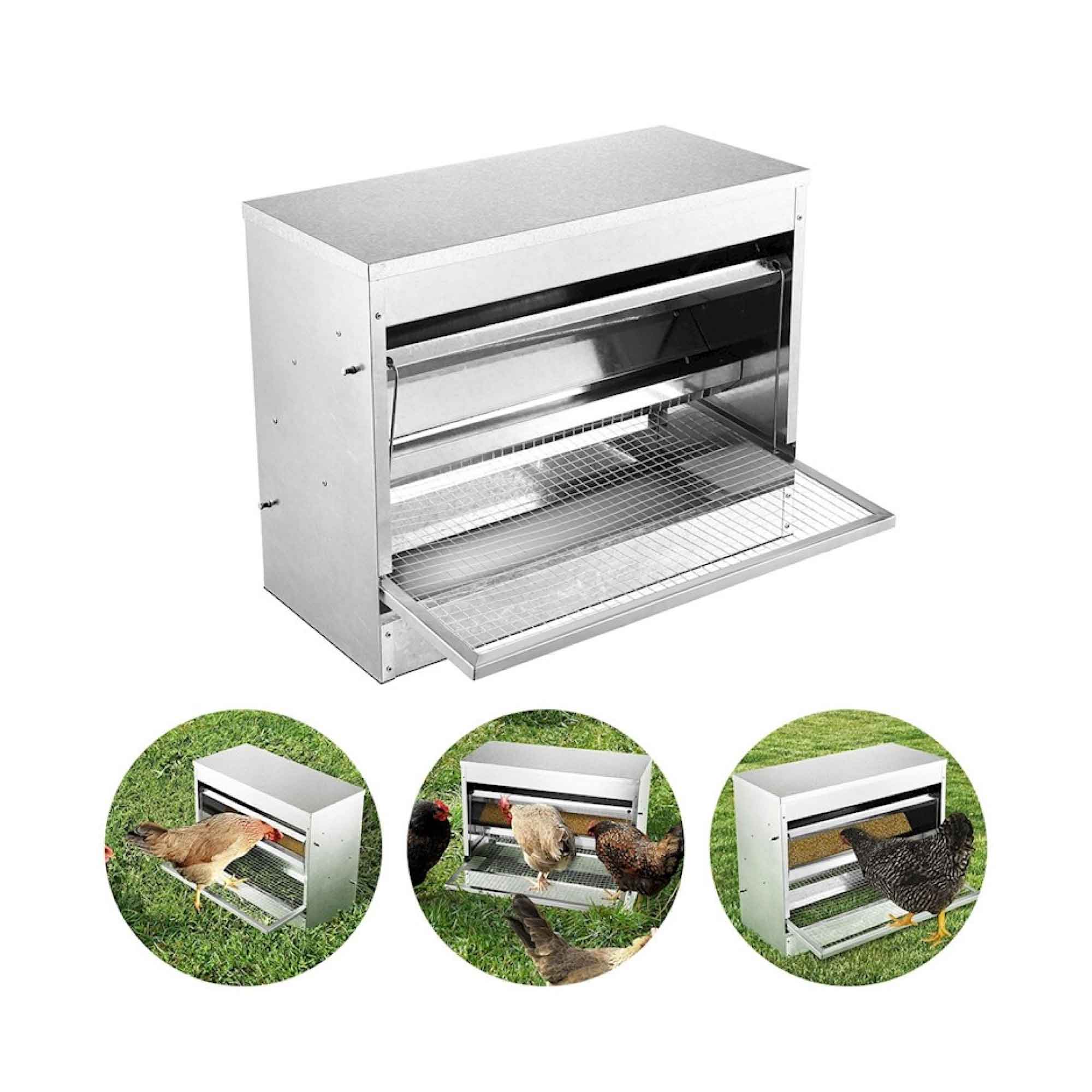 10kg Automatic Chook Chicken Feeder Poultry Auto Treadle Galvanised Metal Coop โ image 2
