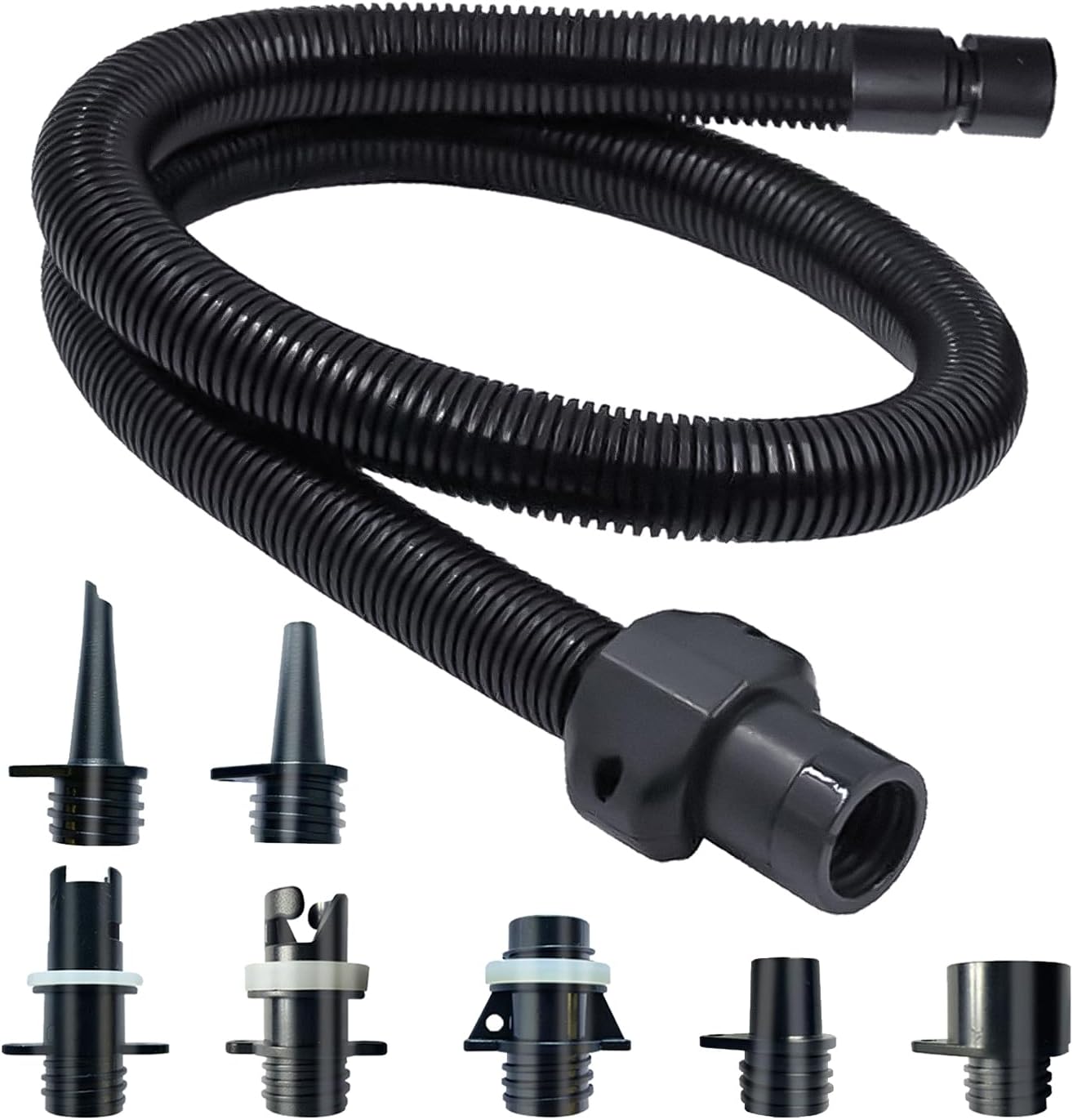 Paddle Board Pump Adapter Hose, Sup Pump Adaptor Hose Kit with 7 Air Valve Nozzles, Electric Air Pump Accessories Fit for Inflatable Stand Up Paddle