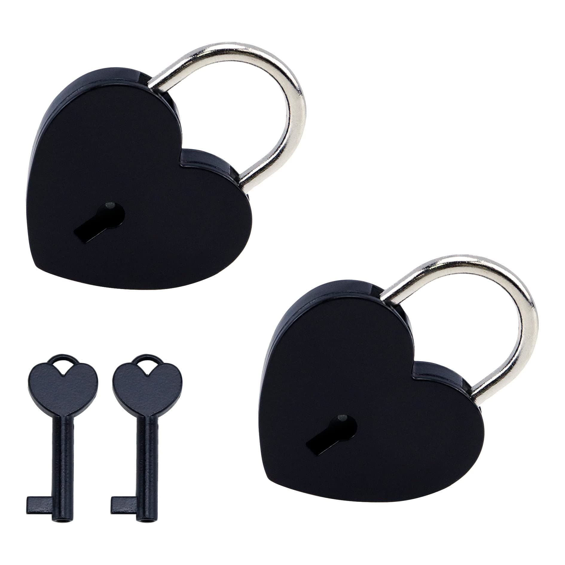 2Pcs Heart Lock with Key Heart Padlock Small Vintage Antique Style Silver Lock for Jewelry Box Diary Book Valentine Gift