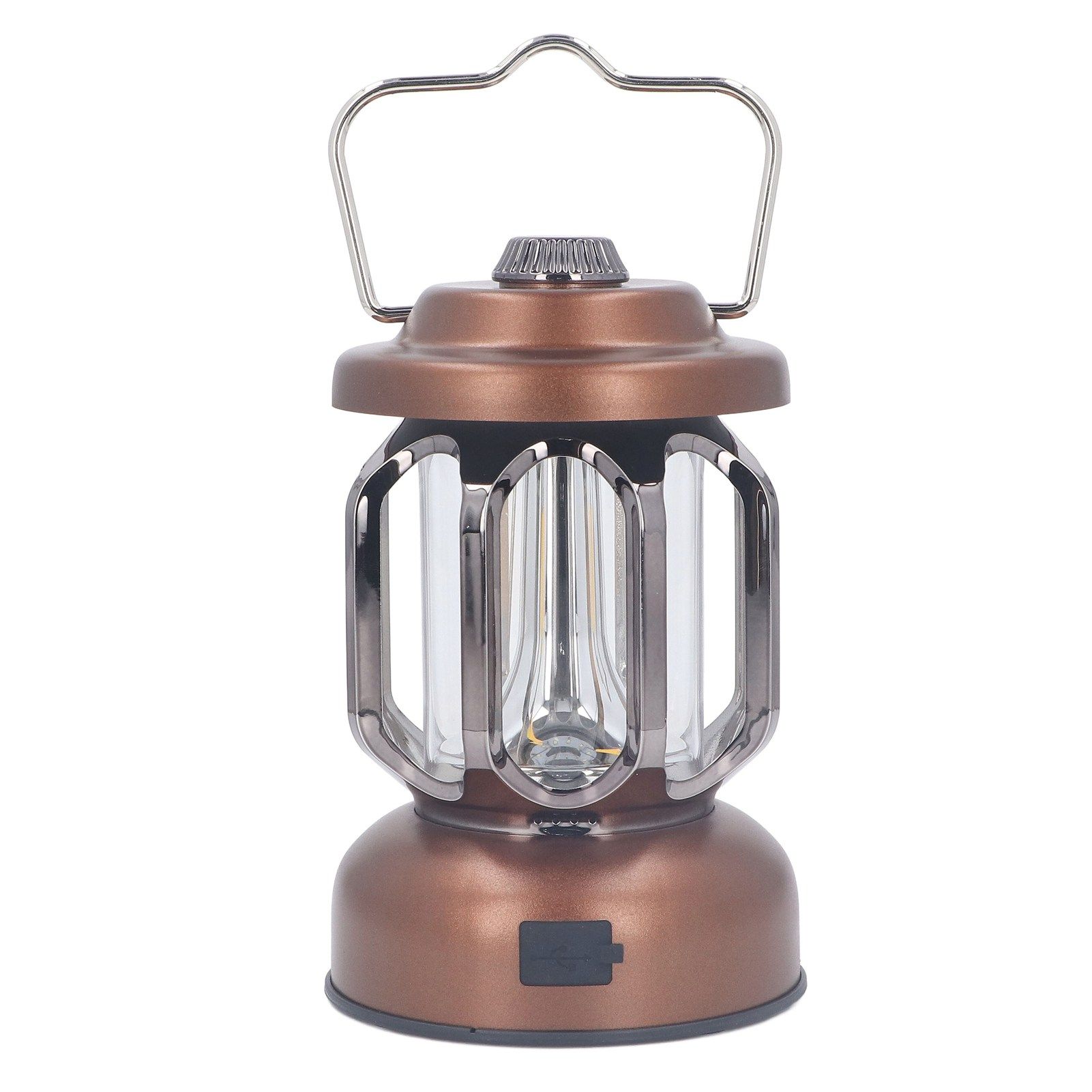 Retro Camping Lantern Vintage Camping Lamp Type C Rechargeable 3 Modes Dimmable with Hook Waterproof LED Tent Lamp for Garden Brown โ image 5