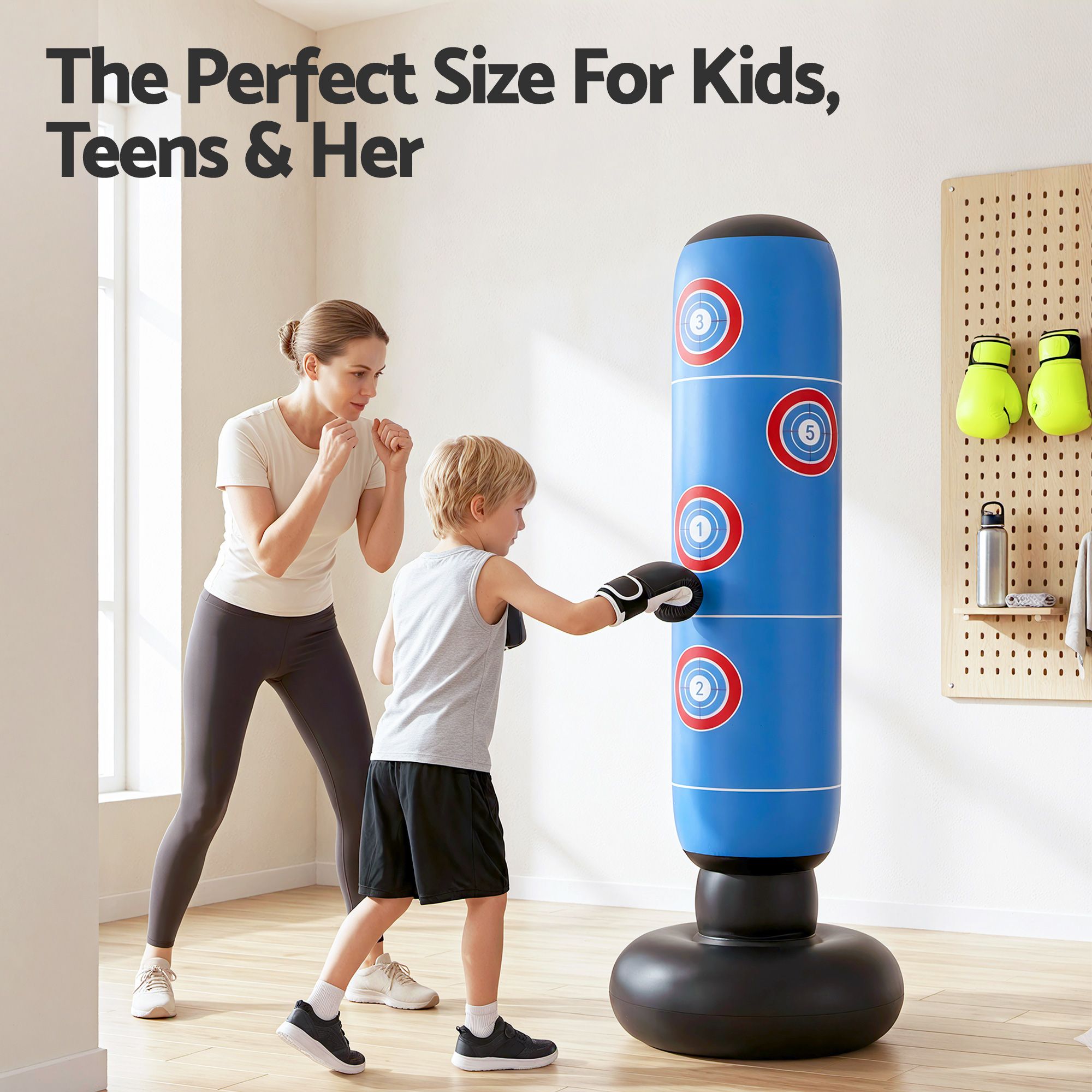 Everfit Freestanding Punching Bag Boxing Stand Inflatable Fitness 164cm Blue โ image 4