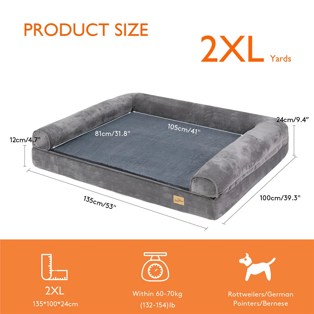 Deluxe Plush Orthopedic Dog Bed XXL - Waterproof Bolstered Sofa Bed for Large Dogs with Removable Washable Cover — image 3