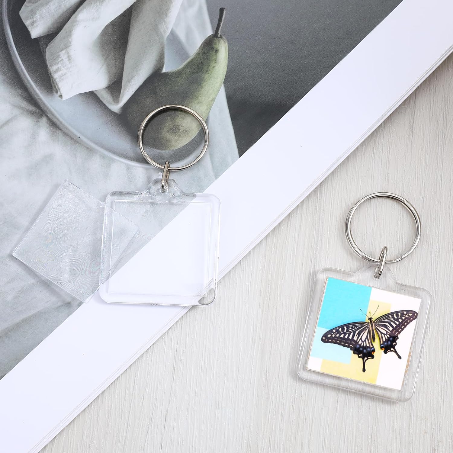 10PCS Acrylic Photo Keychain Blanks,Clear Blank Keychains Picture Frame Keychain Holder DIY Set for Bags Car Purses — image 3
