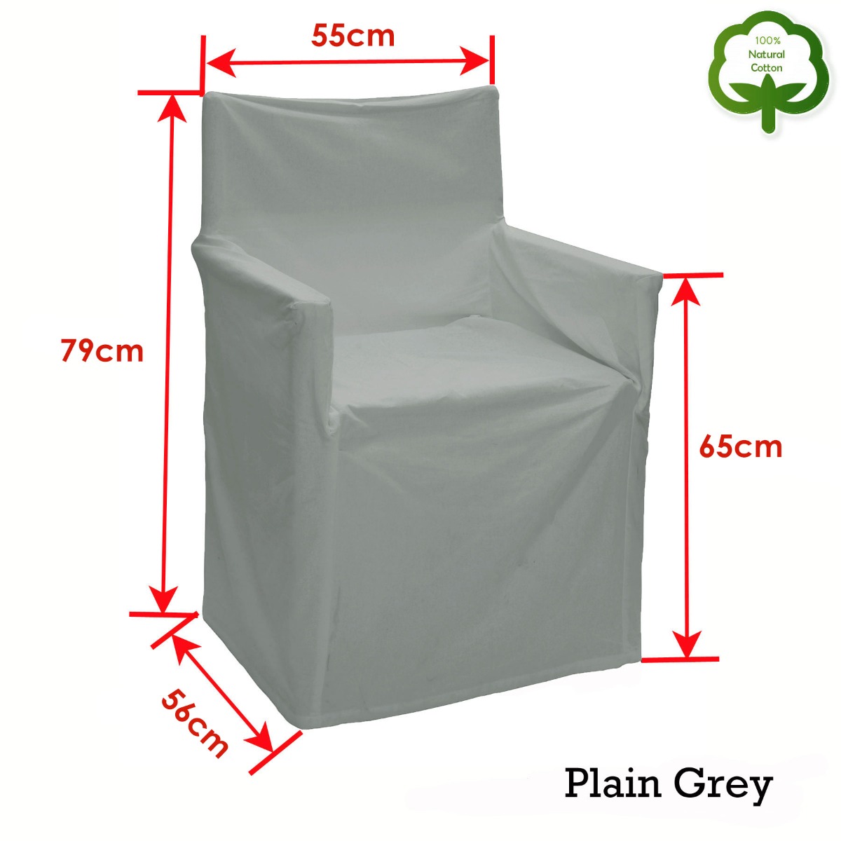 Rans Alfresco 100% Cotton Director Chair Cover - Plain Grey โ image 2