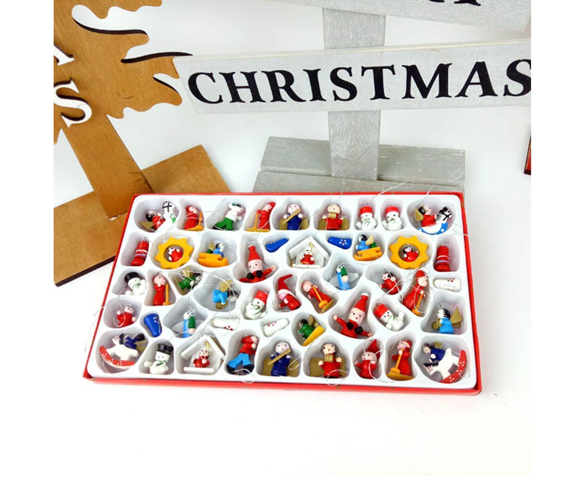 48Pcs Xmas Pendants Multi Shapes Wooden-Multicolor — image 5