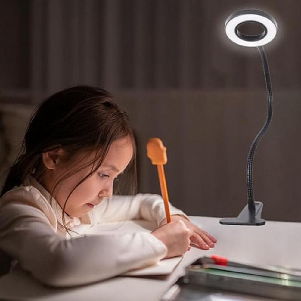 Dimmable USB Desk Lamp 3 Color Modes Flexible Gooseneck Reading Light with Clamp Black — image 4